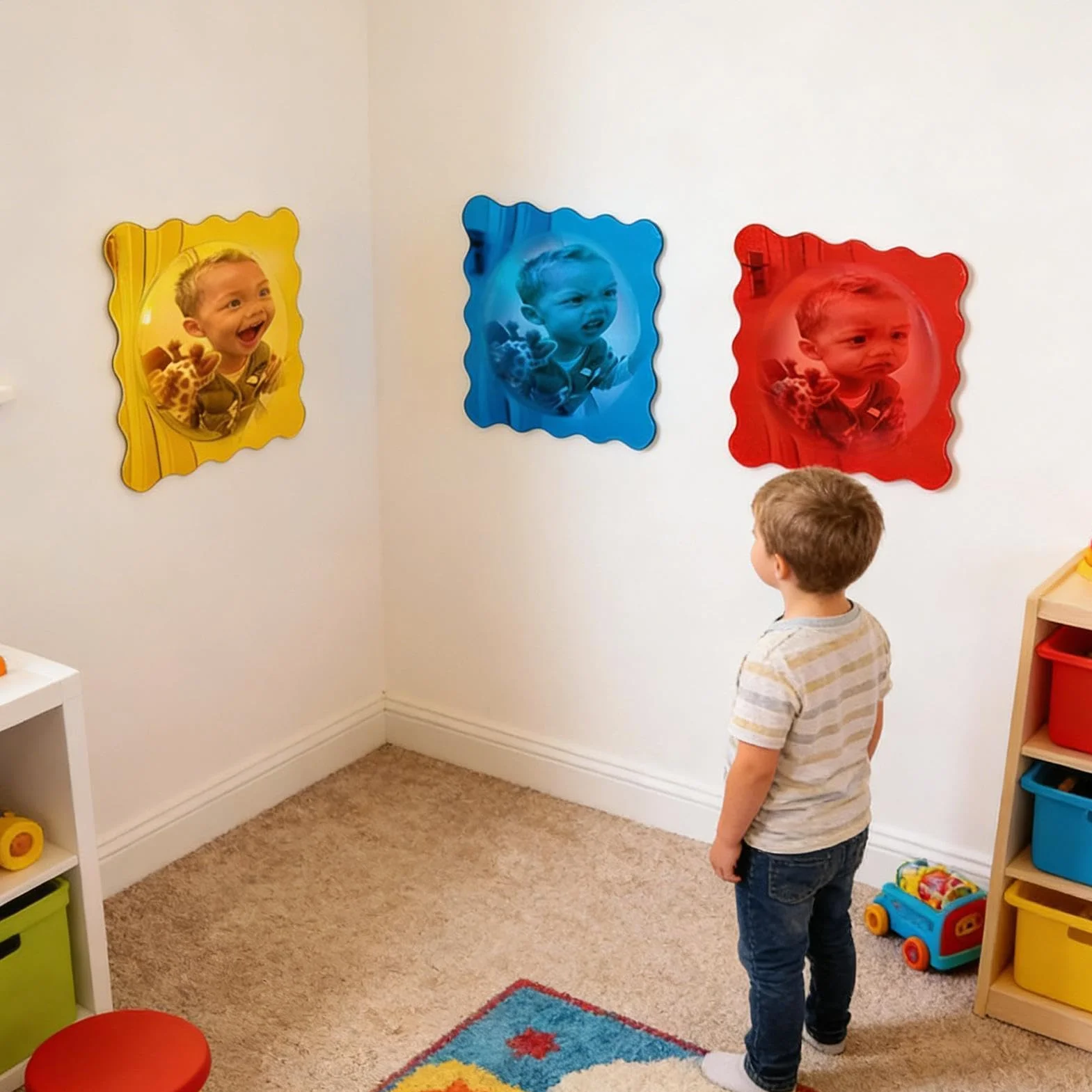 Miroir mural sensoriel à bulles en acrylique 3 pièces décoration amusante relaxante