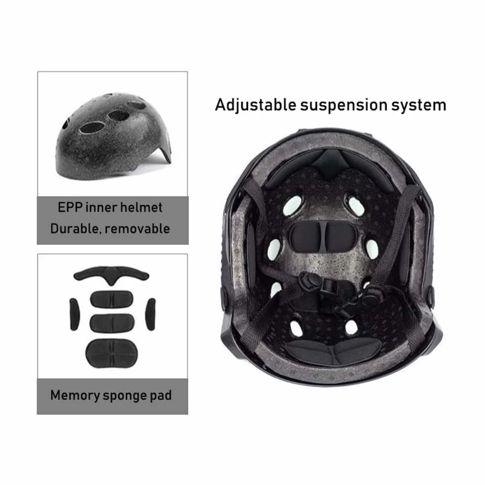 Casque Tactique Airsoft Masque Intégral Lunettes Amovibles Support NVG Rail Latéral
