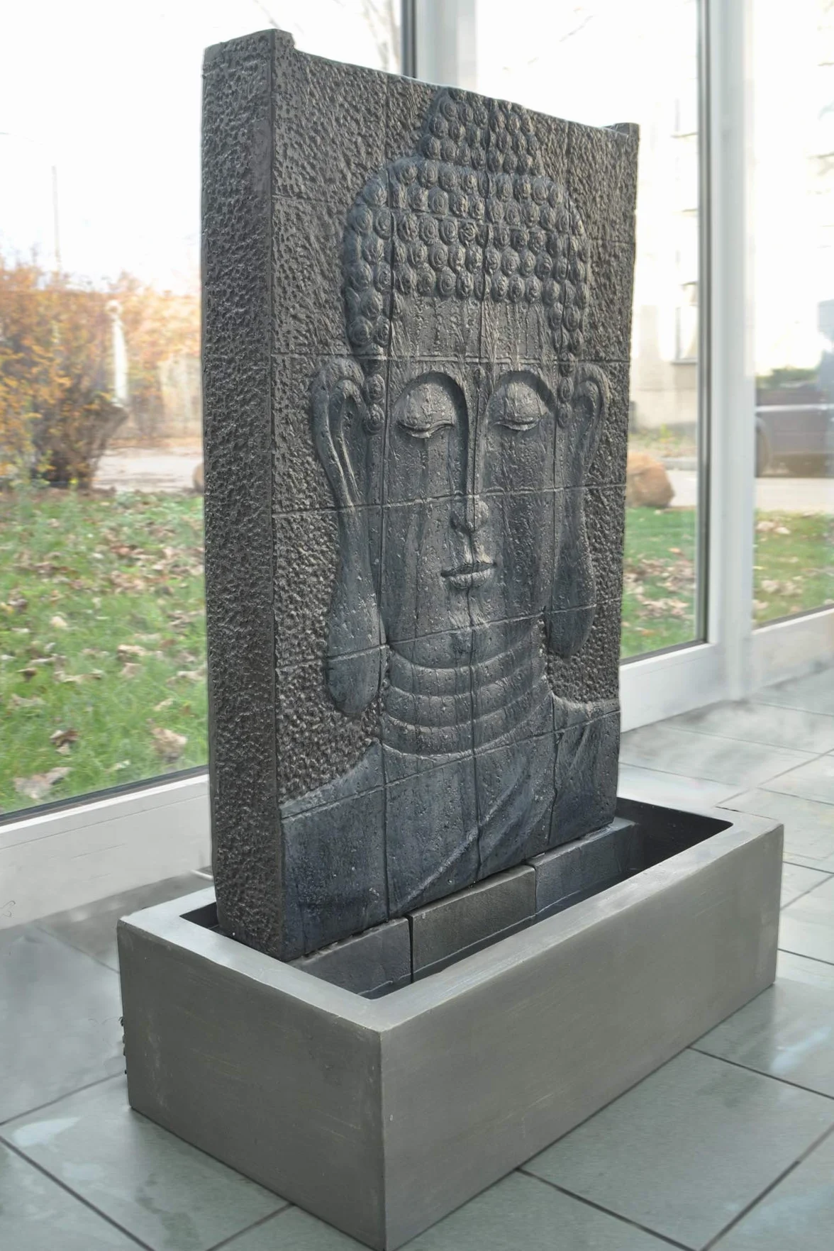 KÖHKO® Fontaine Bouddha Hauteur 102 cm avec éclairage LED mur d'eau pour jardin