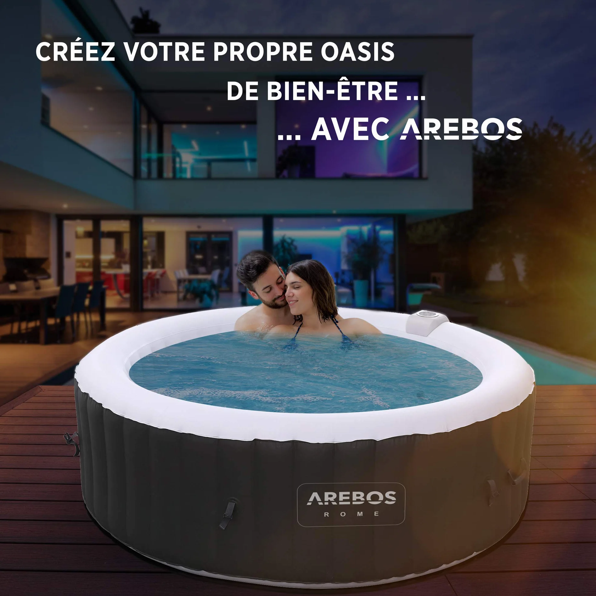 Arebos Comfort Set 2 poduszki na szyję z uchwytem na napój do jacuzzi | Biały | Wodoodporny | Pianka PU