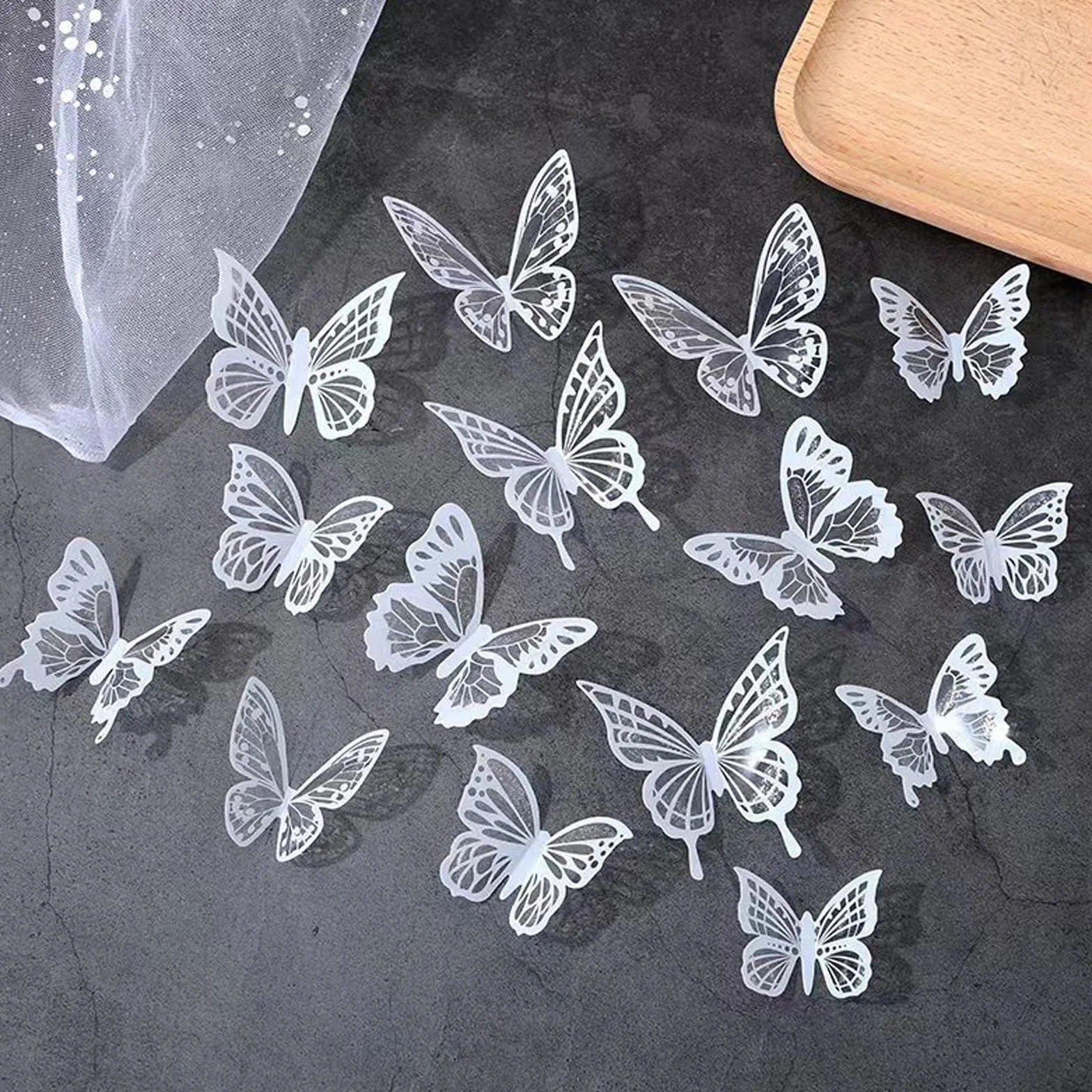 36 Pièces Stickers Muraux Papillon 3D Métal Décoration Jardin Extérieur