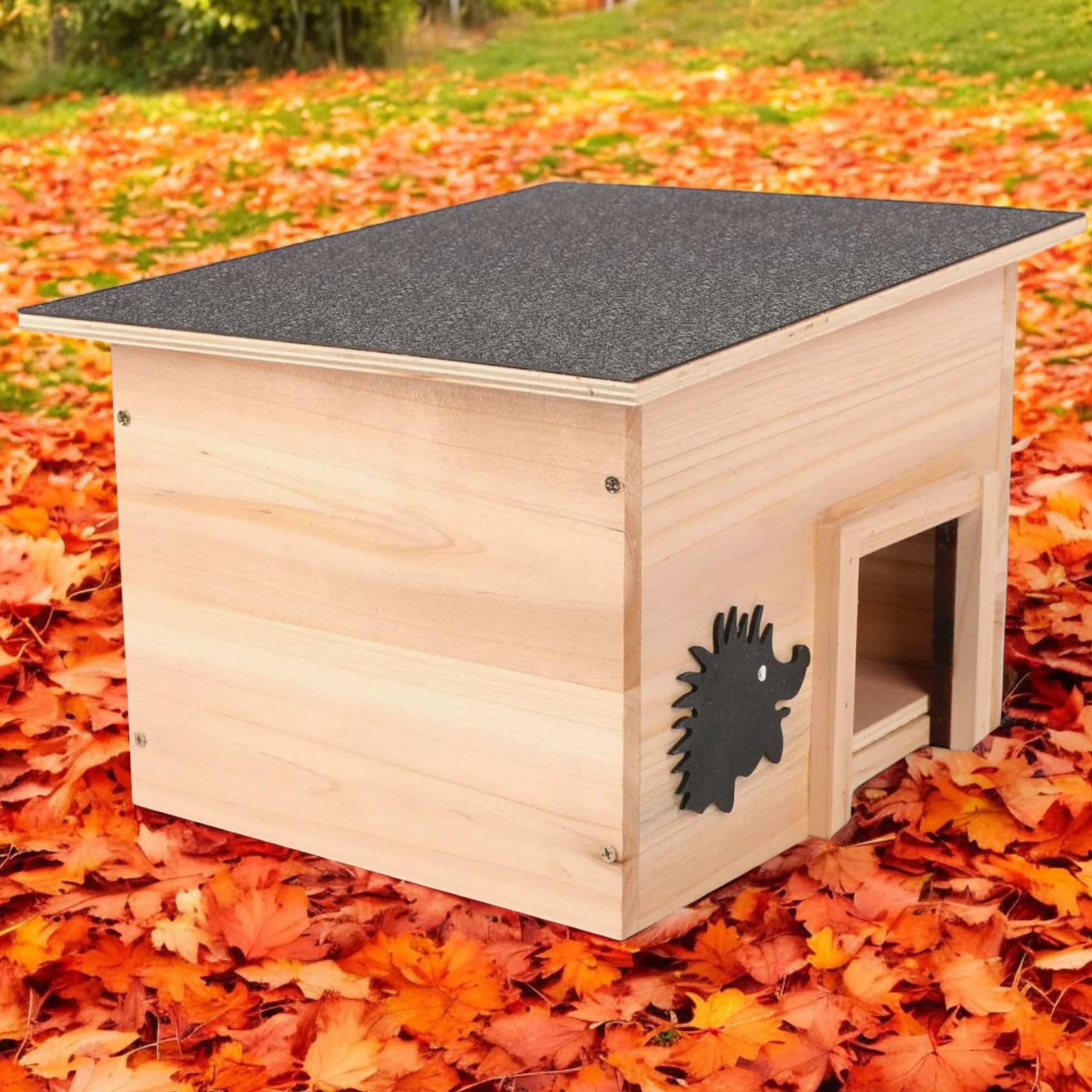 MIJOMA Maison pour hérisson en bois certifié FSC - Abri résistant aux intempéries 32 x 26 x 20,5 cm