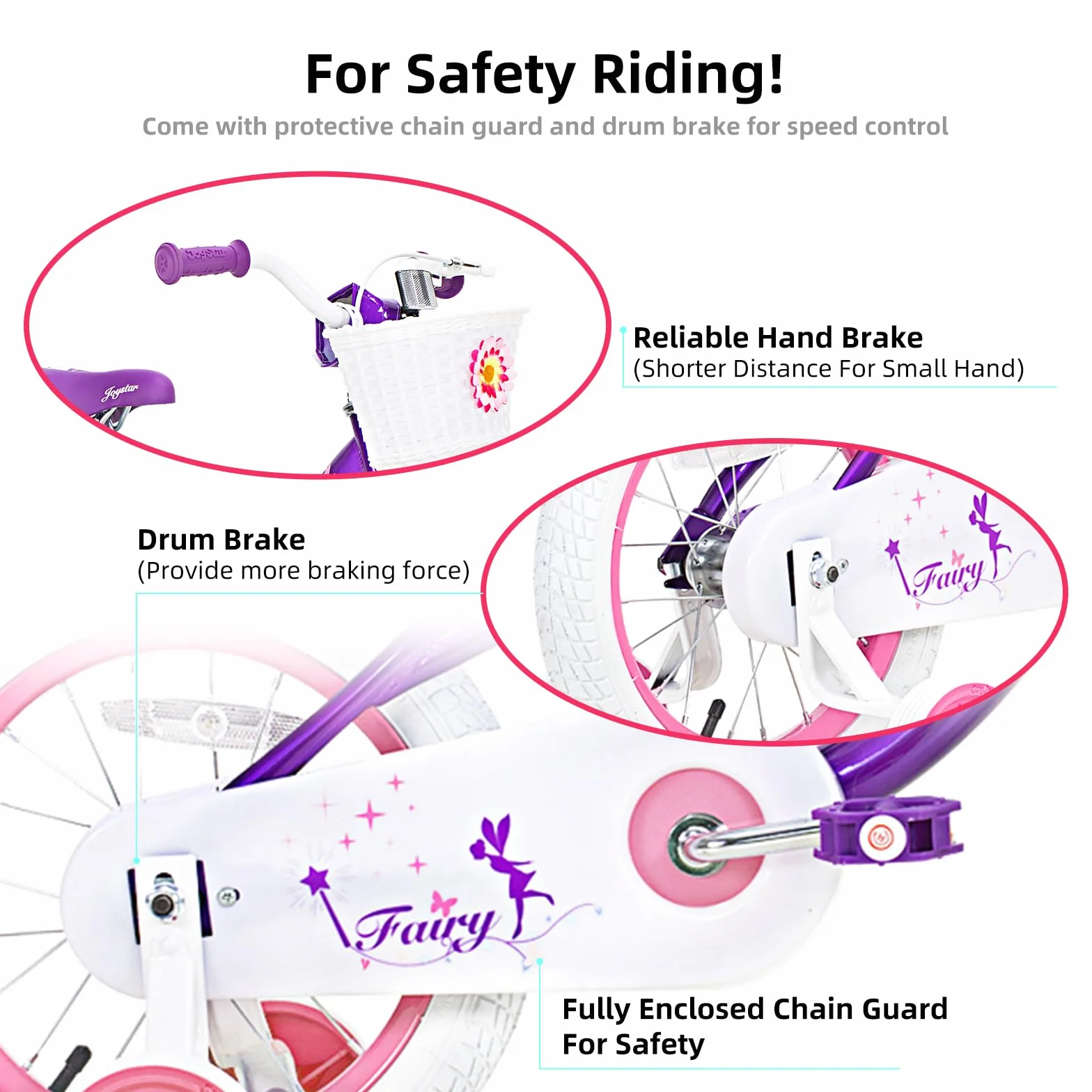 JOYSTAR 12/14/16/18 Pouces vélo pour Enfants de 2 à 9 Ans, vélo pour Filles de 12/14/16/18 Pouces avec stabilisateurs et Panier