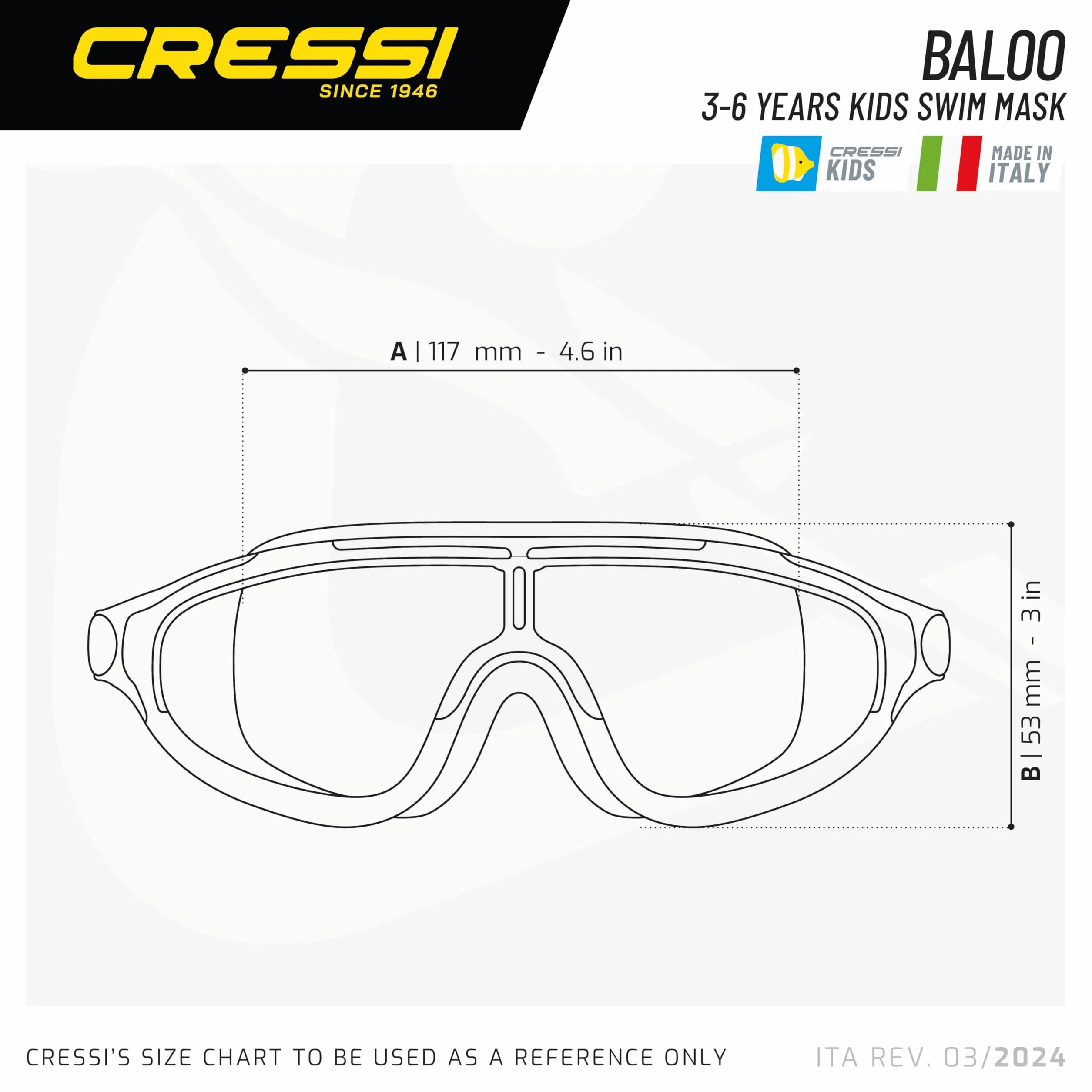 CRESSI Baloo King Goggles Lunettes Natation Verre Unique Piscine Snorkeling Junior Unisexe