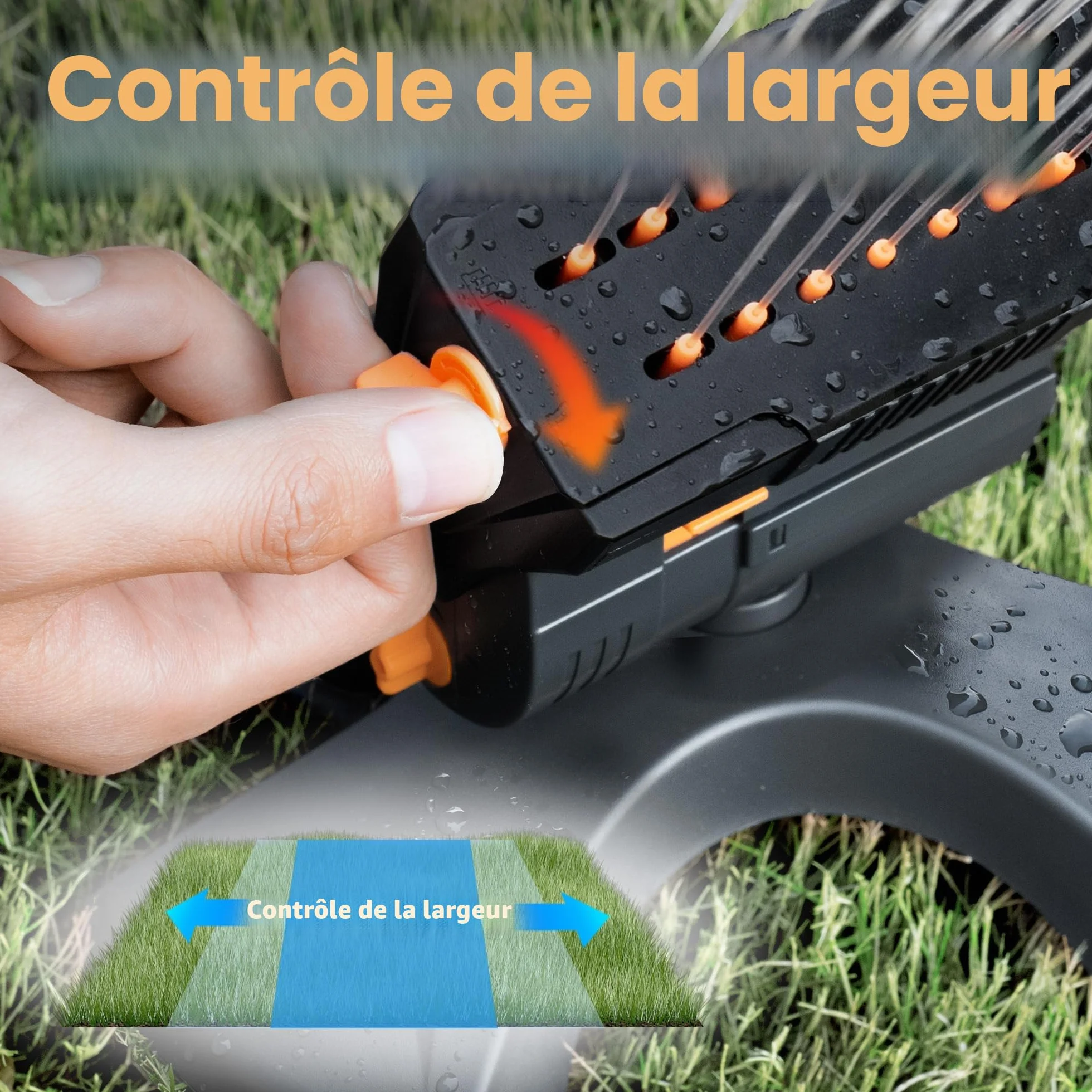 Diivoo Arroseur Oscillant 16 Buses, Arroseur de Jardin Automatique à Gazon avec Raccord Rapide, Gris