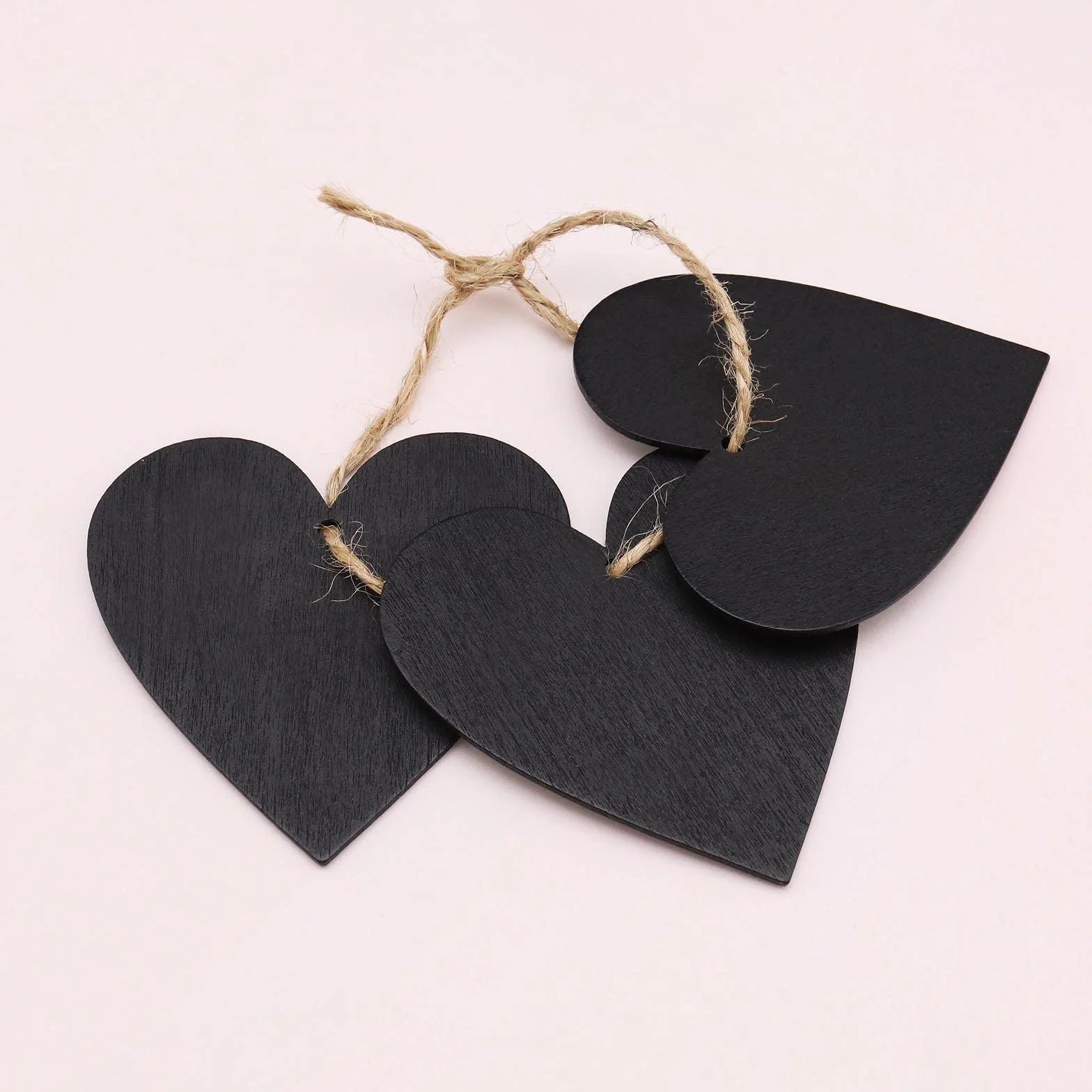 Lot de 20 mini tableaux noirs en forme de cœur en bois à suspendre pour décoration mariage