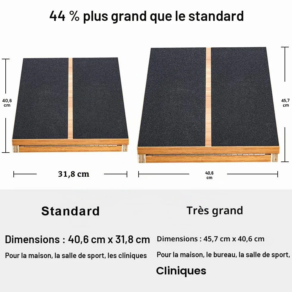 Planche inclinée réglable en bois, bande de résistance incluse, poignée latérale