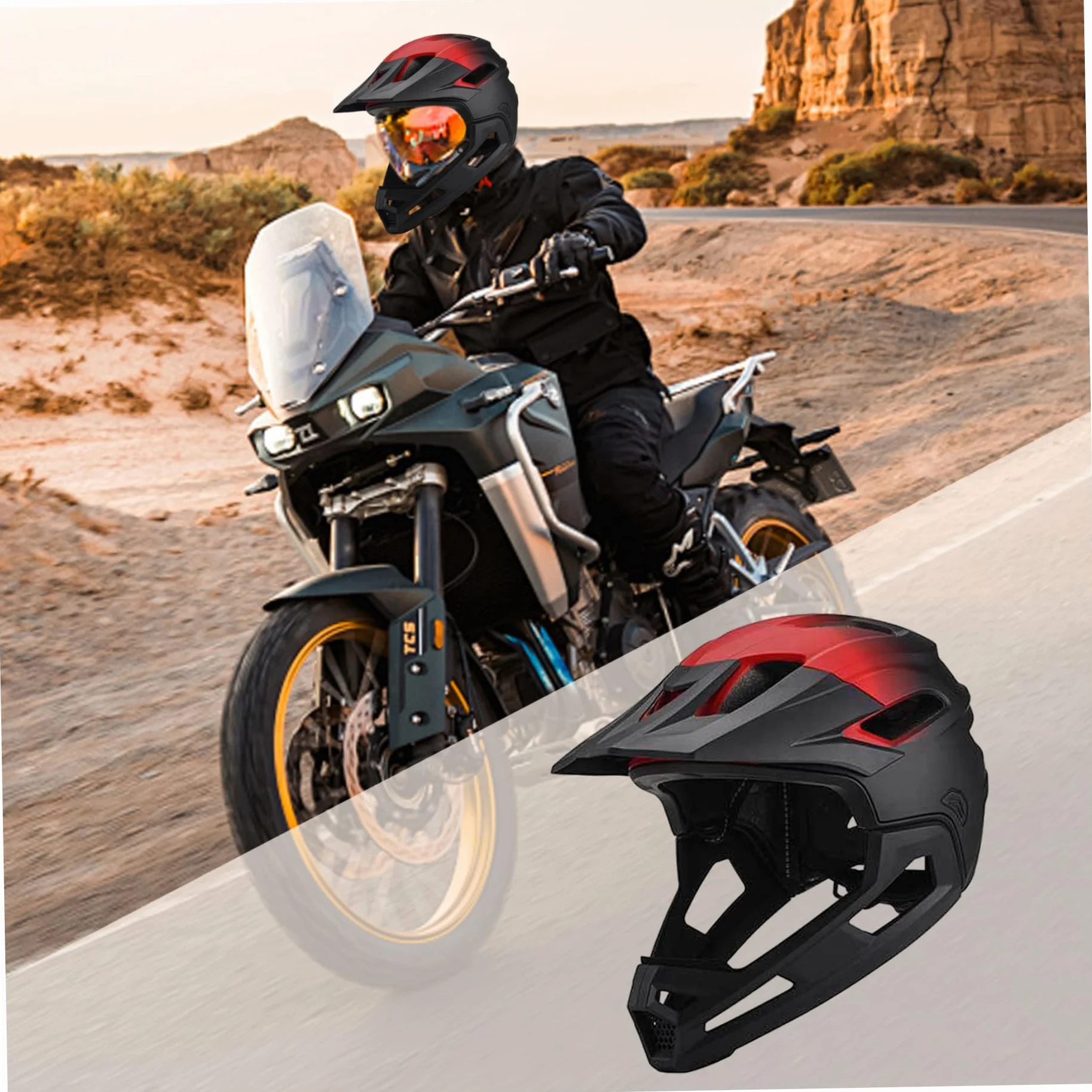 Casque intégral vélo Amovible Absorbant Chocs Protection Respirant réglable Montagne Adulte