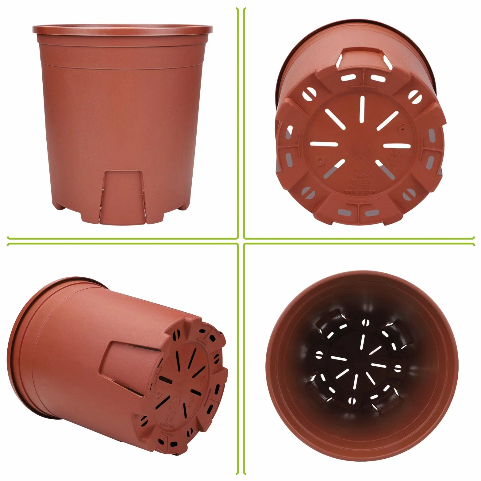Pots de Fleurs Plastique 11cm 5pcs avec Drainage Rouge Intérieur Extérieur