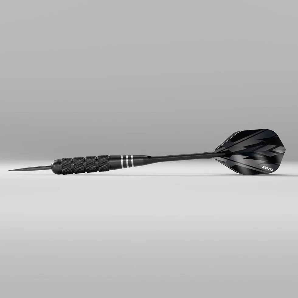 KOTO - Brass Multiset, 12 Darts Fléchettes en Laiton Revêtu Noir (23 G.), 4 Sets Flights (100 Microns), Shafts, Étui