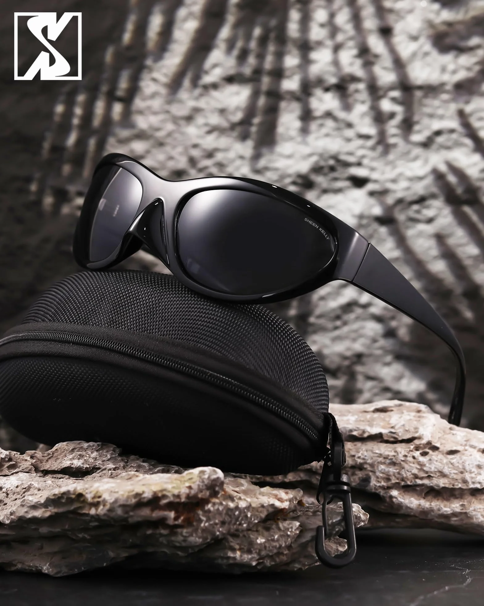 SHEEN KELLY Lunettes de soleil Sport Polarisées enveloppantes TR90 pour homme et femme, style futuriste, ovales et miroir, Lunettes cyclisme