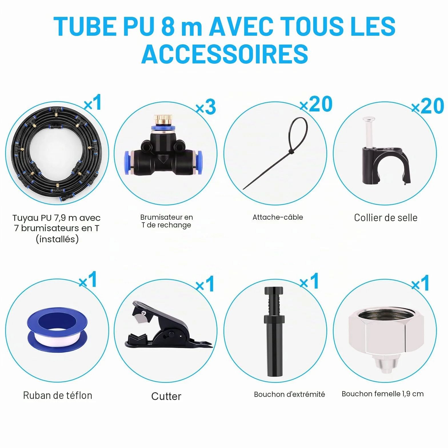 Kit d'Irrigation AGPTEK 20M Système de Brumisateur Extérieur 67pces Brume Refroidissement Jardin Piscine