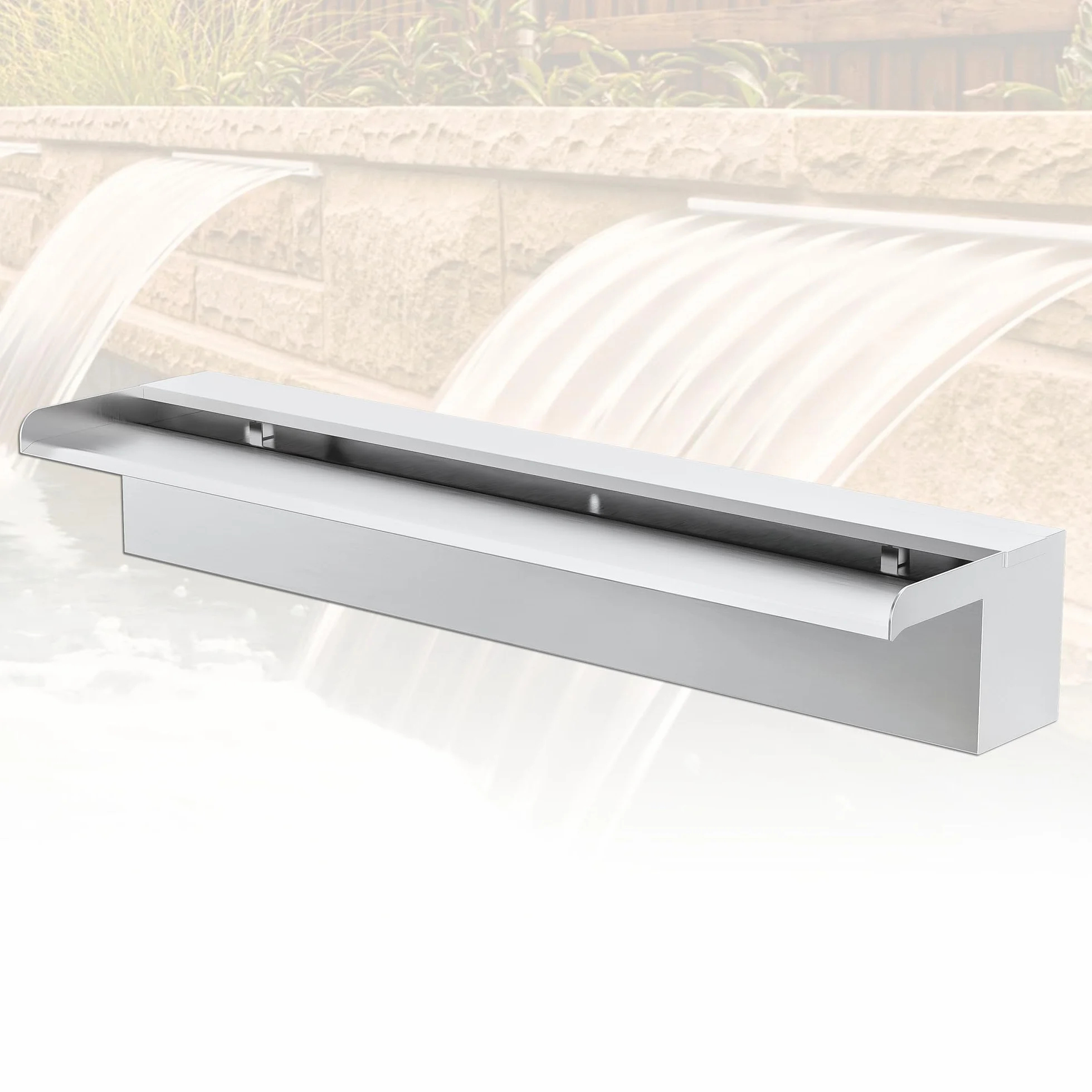 Kit de lames de cascade pour étang 60 cm acier inoxydable largeur bec 15 cm décoration bassin