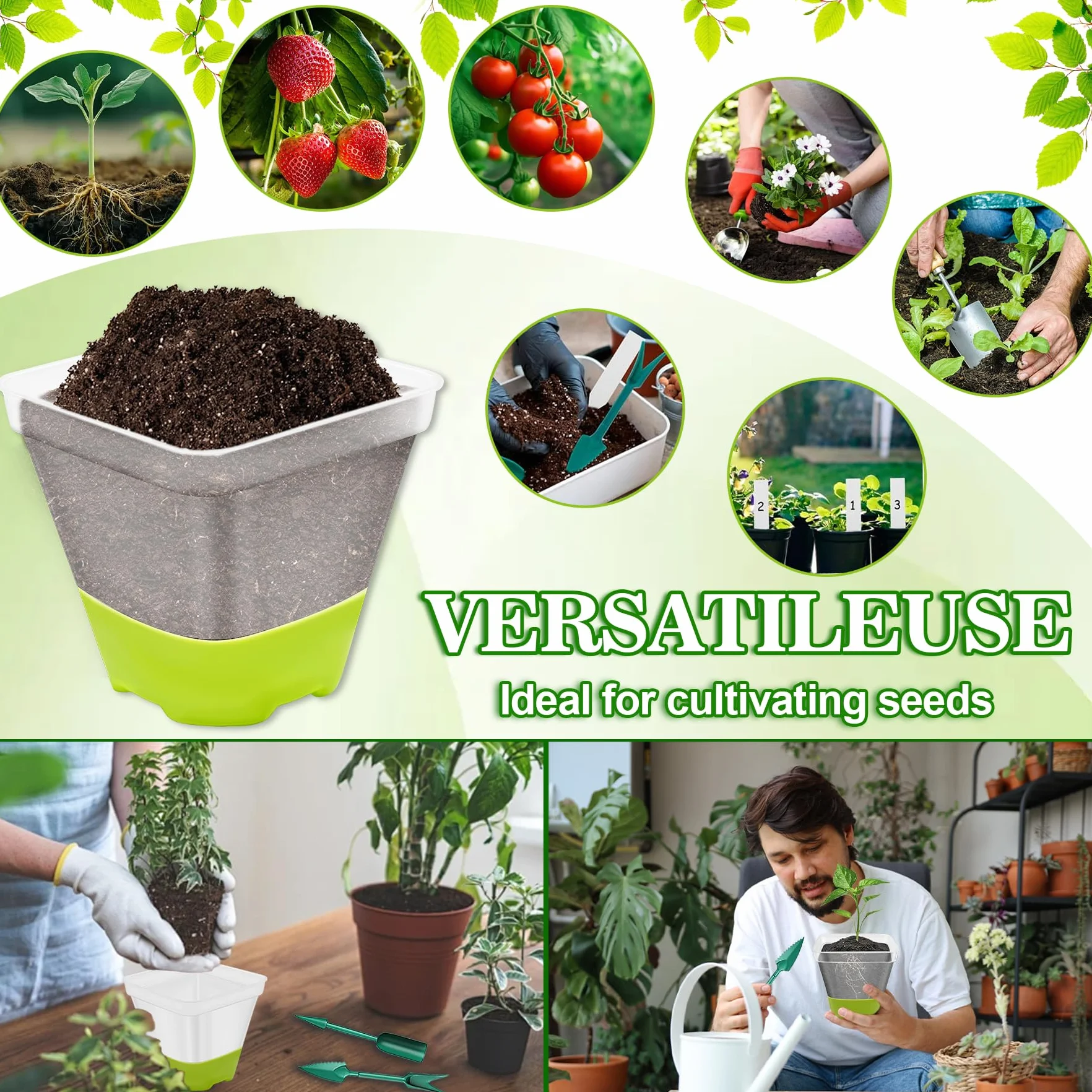 TZEKING 30 Pièces Pots pour Semis Transparents avec Base en Silicone Réutilisable avec Trous de Drainage