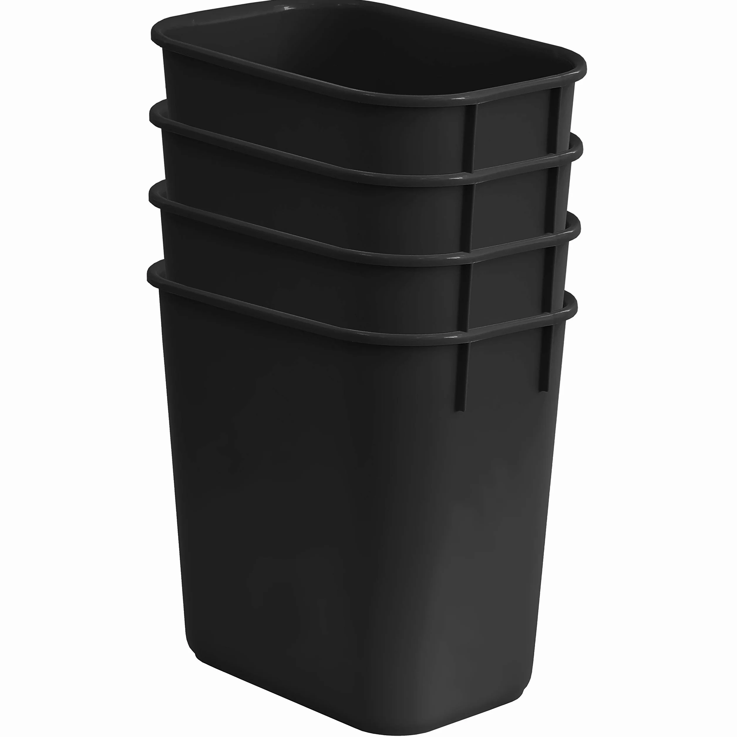Acrimet Corbeille Poubelle bureau 12 litres plastique noire lot de 4
