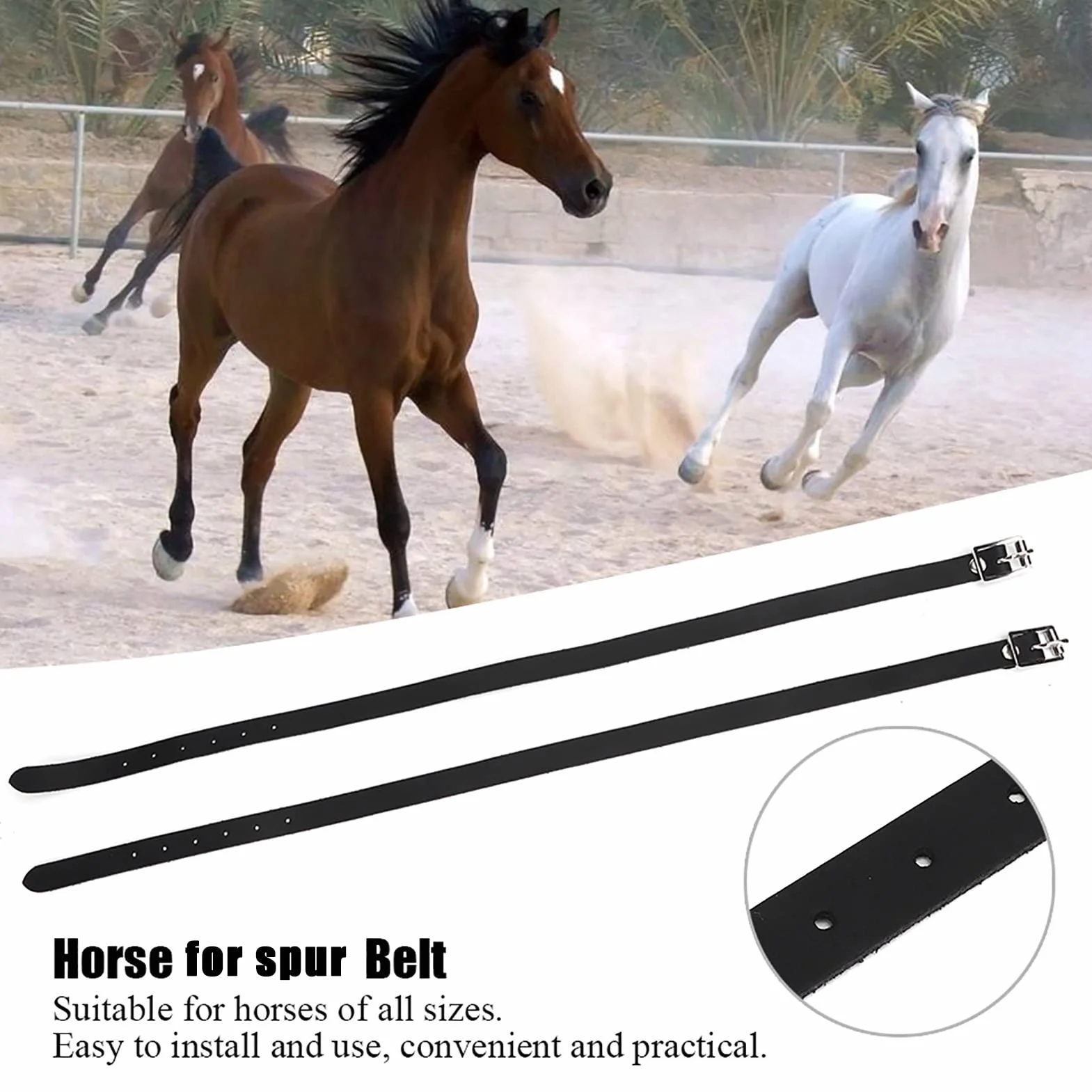 Sangle D'éperons en Cuir,2Pcs Lanières Réglables Étrivières Courroies Allongées Boucle en Acier Inoxydable Équitation Fixation sur Bottes de Cowboy pour Contrôle L'équitation Sports 50cm
