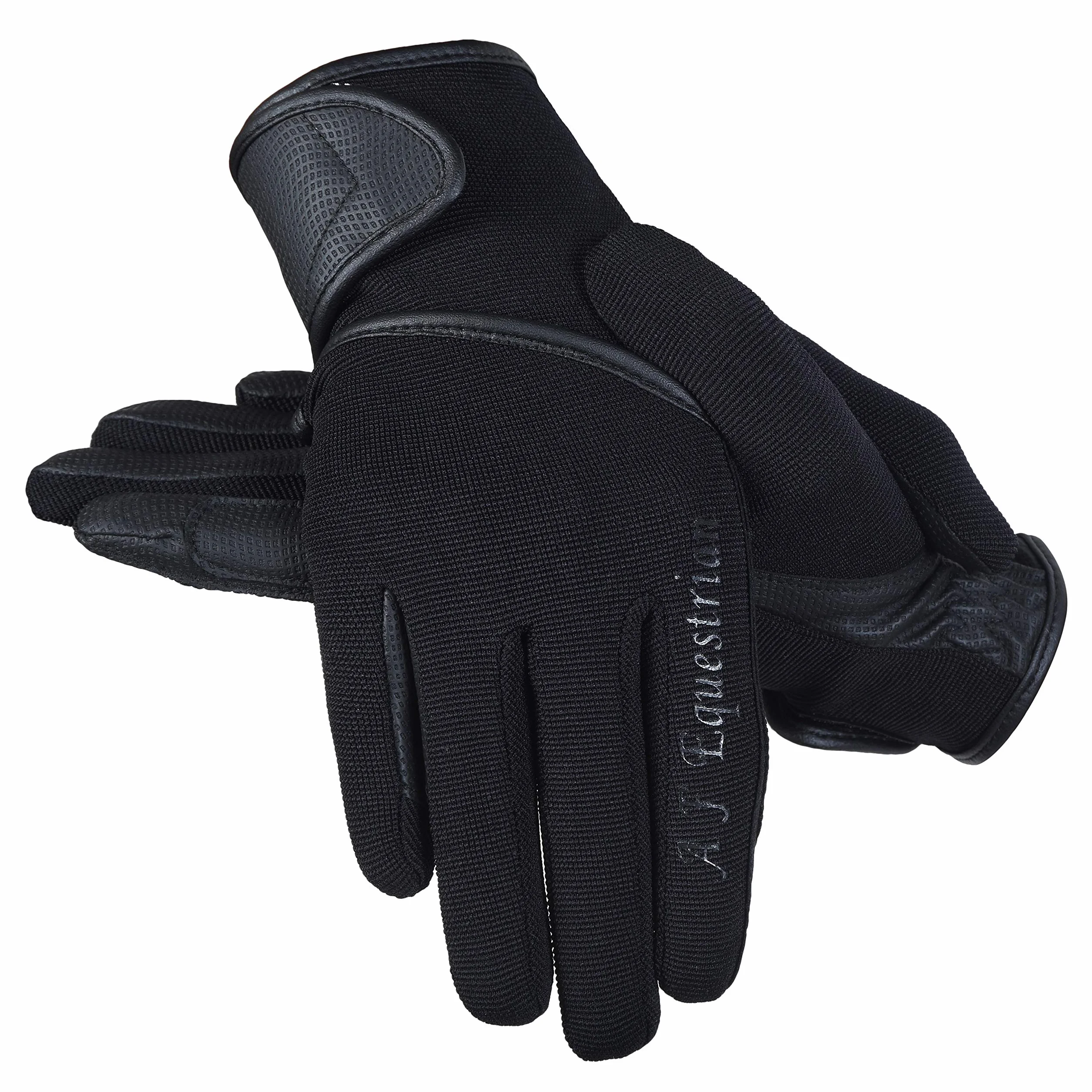AFE Gants d'équitation pour femme - En cuir synthétique - Noir - Tissu stretch - Rose violet - Lilas