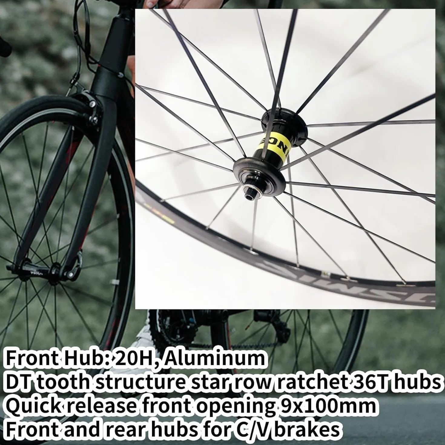 Roues de vélo de route 700C alliage d'aluminium 40/50 mm frein à disque dégagement rapide moyeu 20H