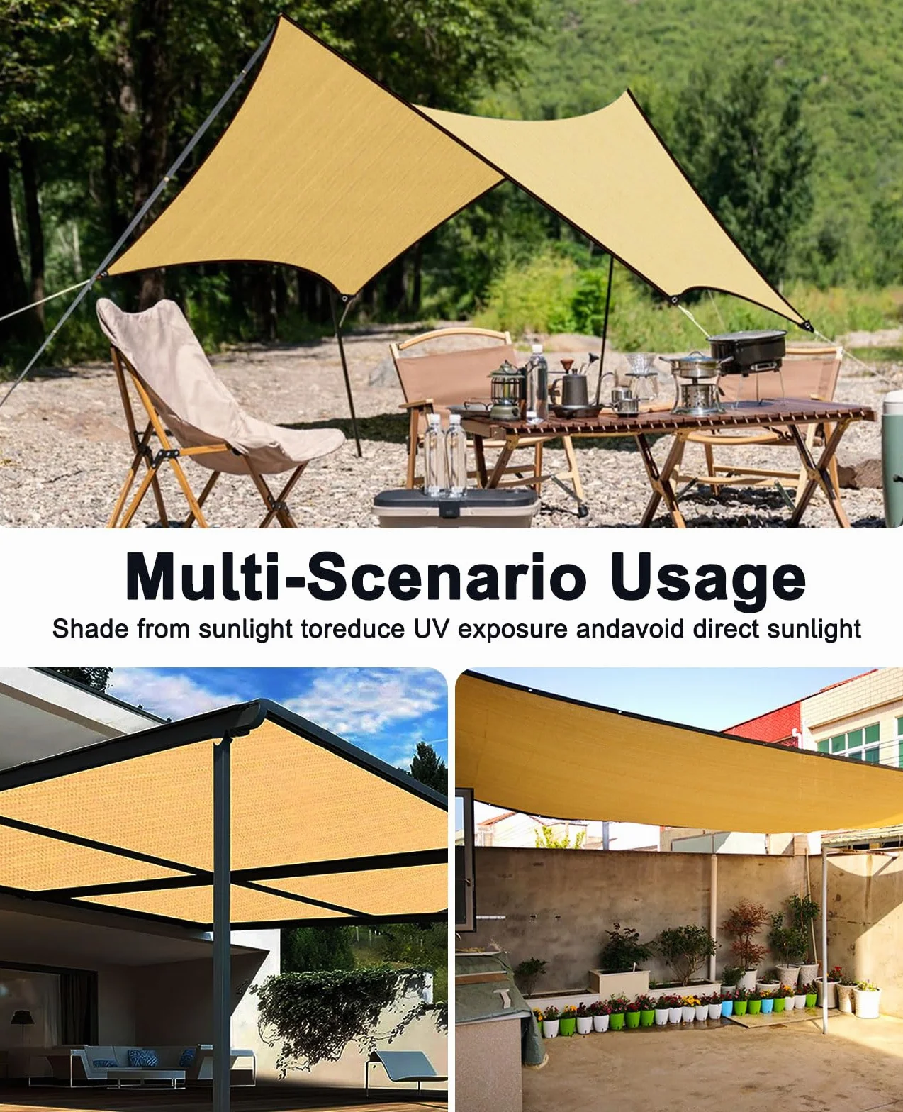 Voile d'ombrage 85% UV toile d'ombrage avec œillets pour serre jardin pergola patio
