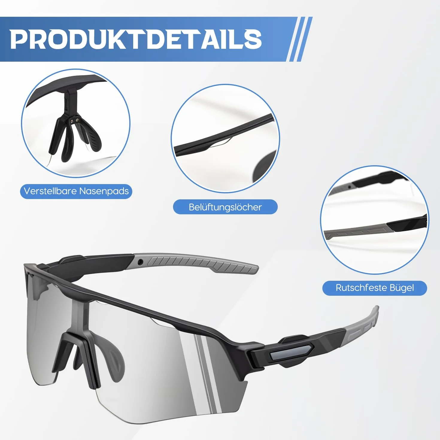 Lunettes de vélo auto-colorantes pour homme et femme, UV400, lunettes de course, lunettes de soleil, lunettes de vélo de course pour vélo VTT