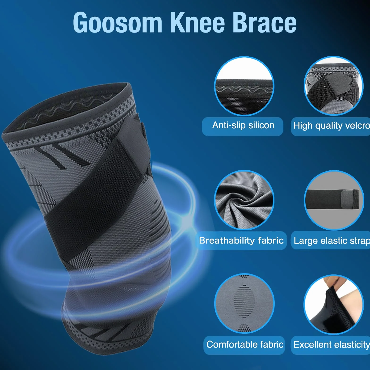 Genouillère Réglable (1 Paire) Genou Bandage Sport de Compression Élastique Mixte, Genouillère de Maintien Respirant et Antidérapant pour Basketball, Course, Gymnase K51B XL