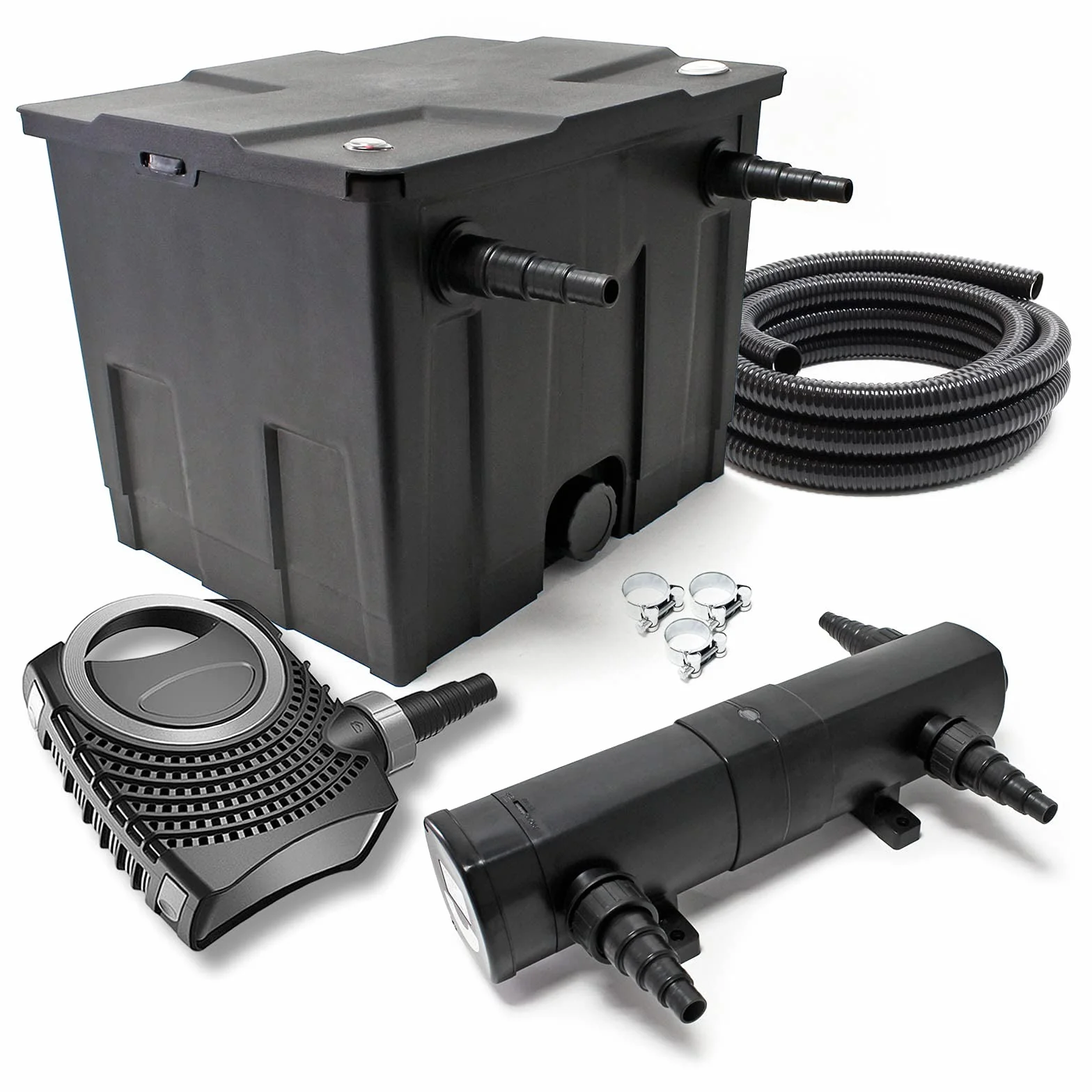 SunSun Kit complet CBF-350 Filtre de bassin 12000L Biologique NEO3800 pompe 3600l/h 20W CUV-236 lampe UV 36W 5m Tuyau 38mm