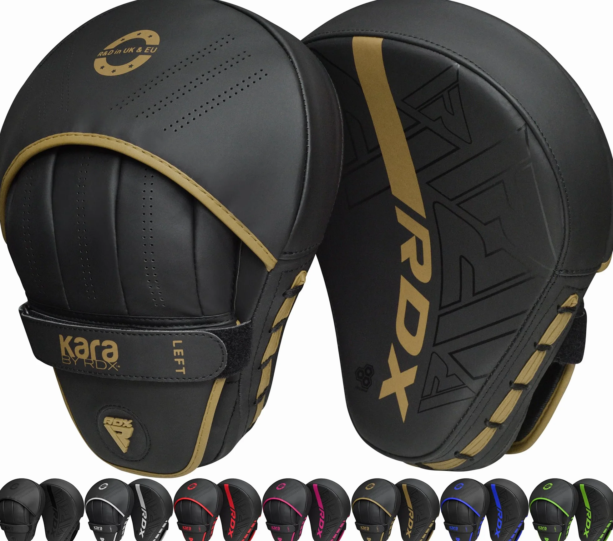 RDX Pattes d'ours Boxe MMA Incurvé Art Martiaux Bouclier Pao Muay Thai Kick Boxing Bouclier de Frappe Maya Hide Cuir Kara Cible D'entraînement Mitaines Focus Pads Sports de Combat Taekwondo Noir