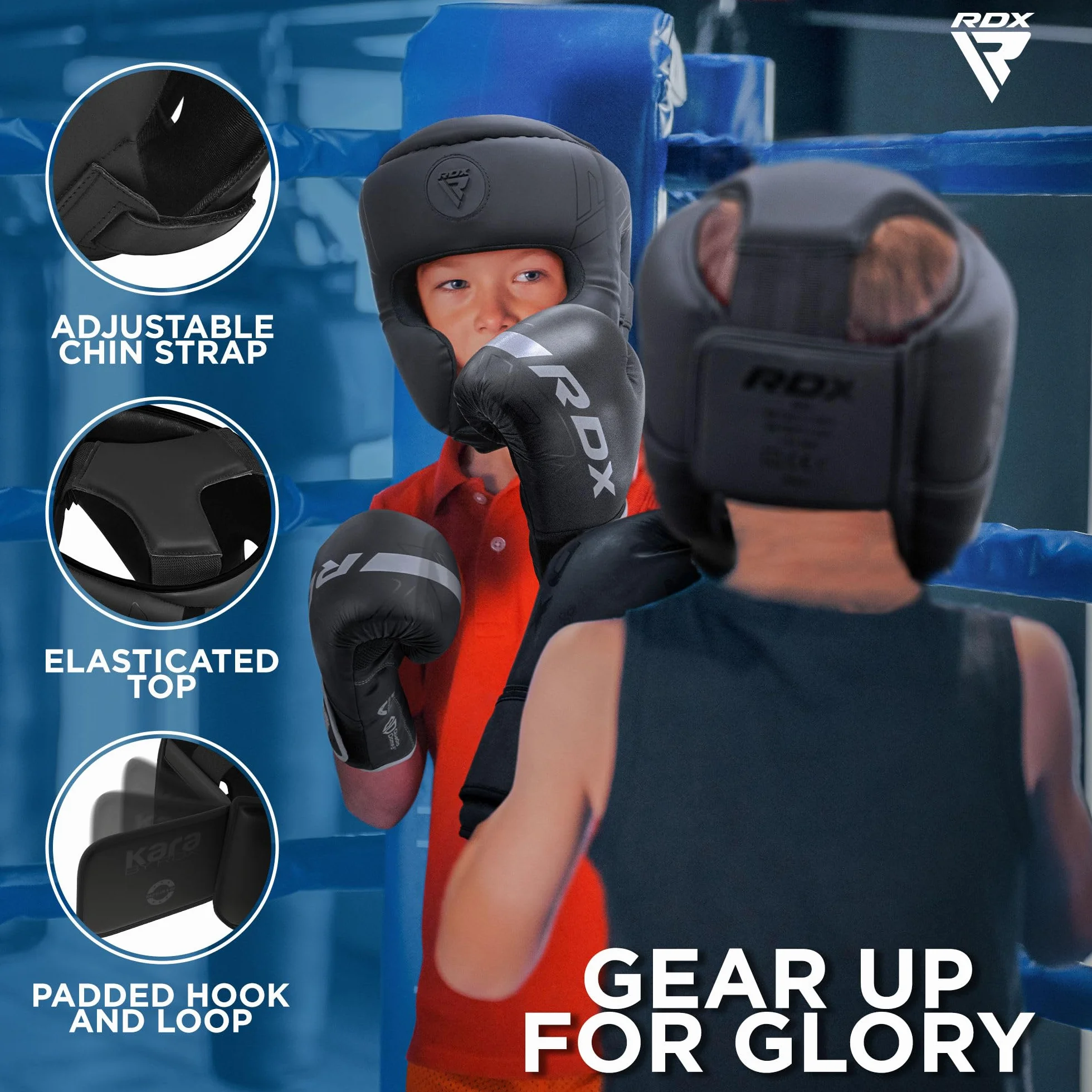 RDX Casque Boxe Enfants MMA Sparring Maya Hide Cuir Protection Tête Muay Thai Kickboxing Karaté