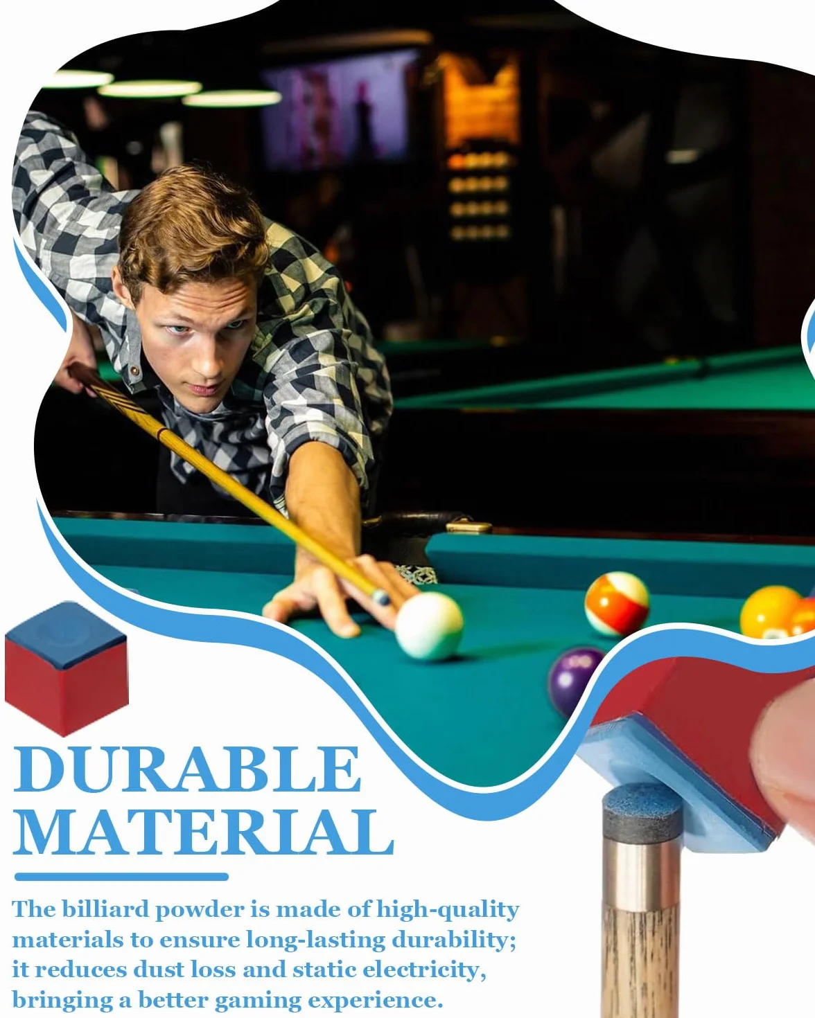 6 Pièces Billard Billard Craie Cue Chalk Pool Chalk Craie Billard Boîte Craie Billard Americain Idéals pour Tapis Billard No-Slip Adhérence Queue de Billard(bleu)