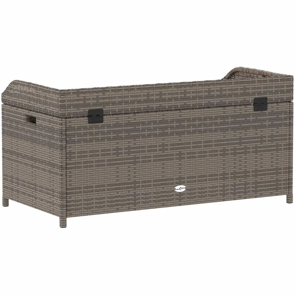 Coffre de Rangement Extérieur en Résine Tressée et Bois, Banc Coffre à Coussin pour Jardin Patio (Gris)