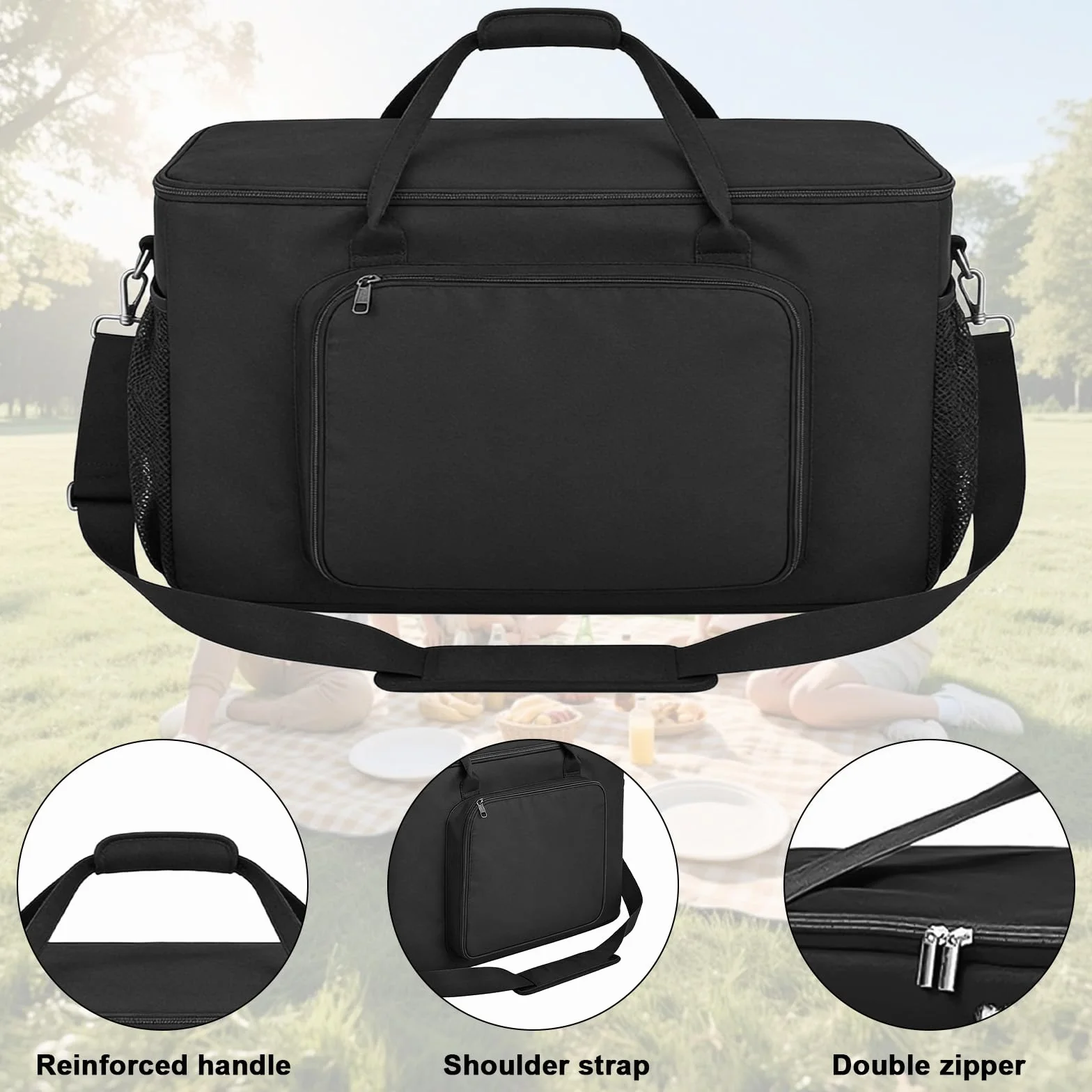Sac de transport pour barbecue d'extérieur Ninja Woodfire : 63,5 x 43 x 33 cm - Sac de four à pizza 1680D Oxford imperméable - Poignées rembourrées légères - Pour la série OG700