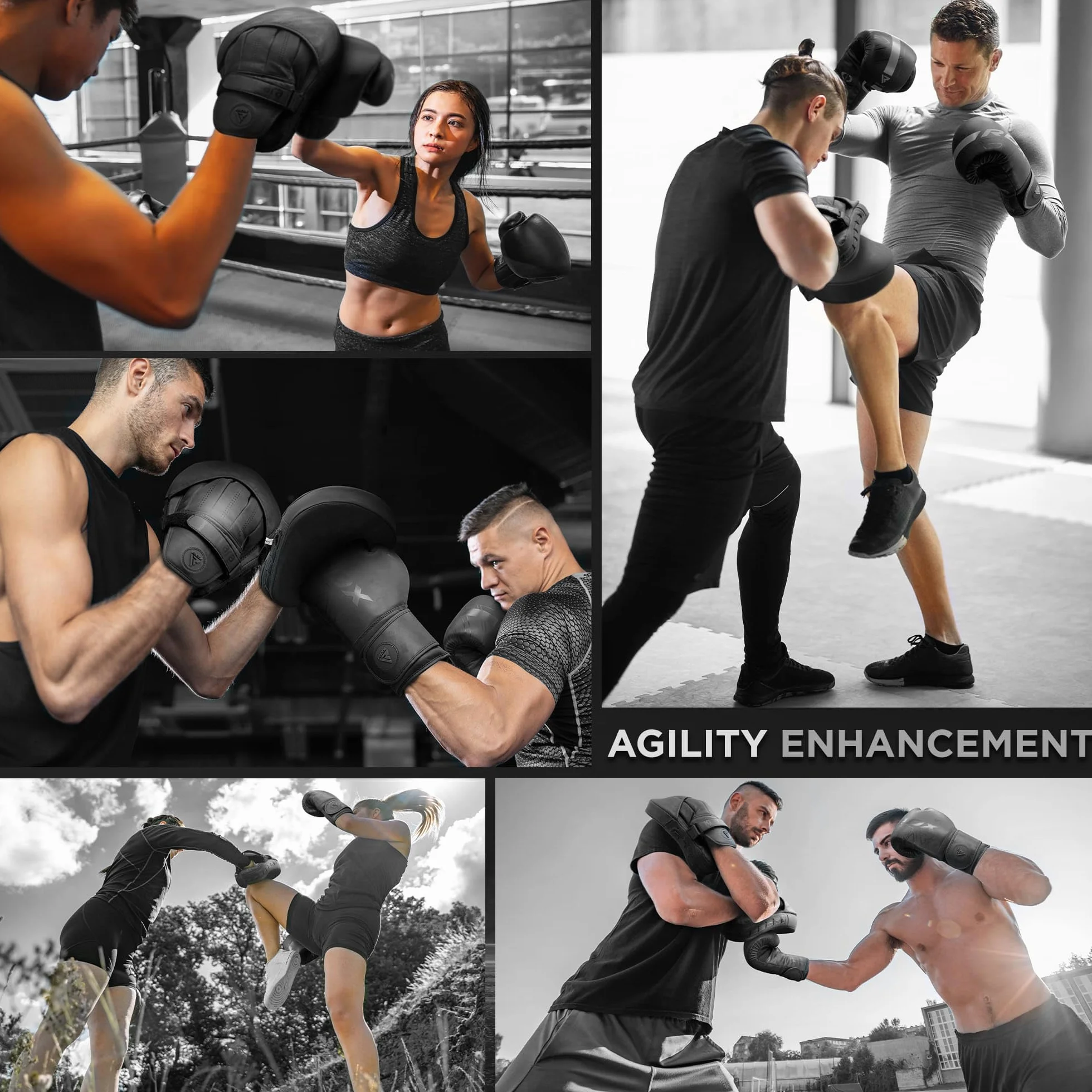 RDX Pattes d'ours Boxe MMA Incurvé Art Martiaux Bouclier Pao Muay Thai Kick Boxing Bouclier de Frappe Maya Hide Cuir Kara Cible D'entraînement Mitaines Focus Pads Sports de Combat Taekwondo Noir
