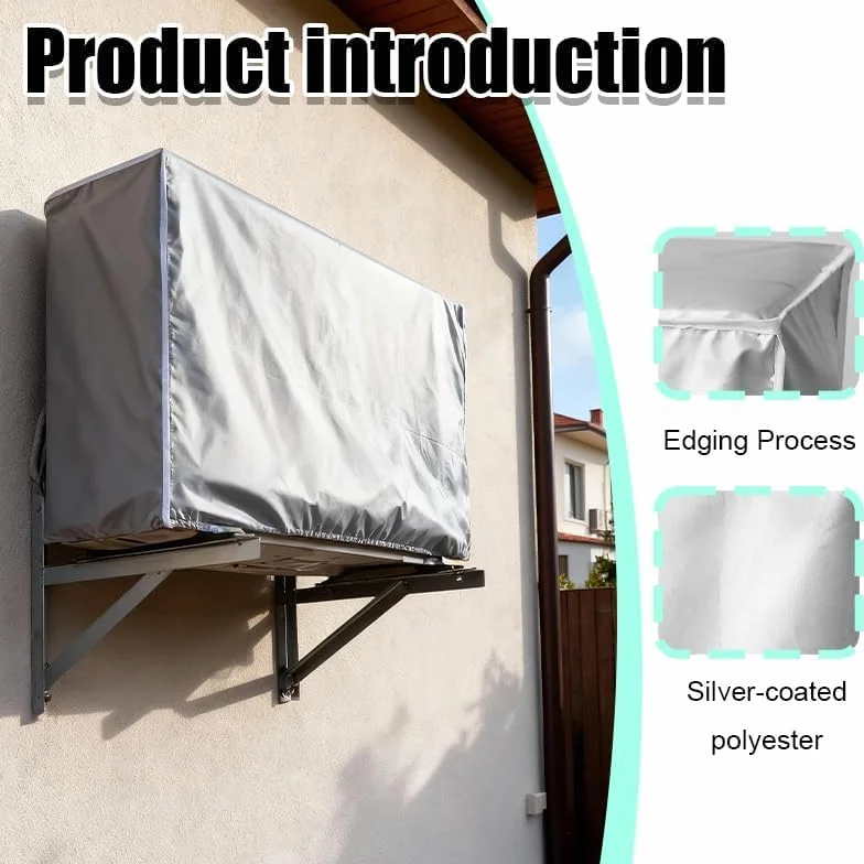 Housse de Climatiseur Extérieur Imperméable Anti Poussière Polyester Durable Gris 80 x 30 x 57 cm