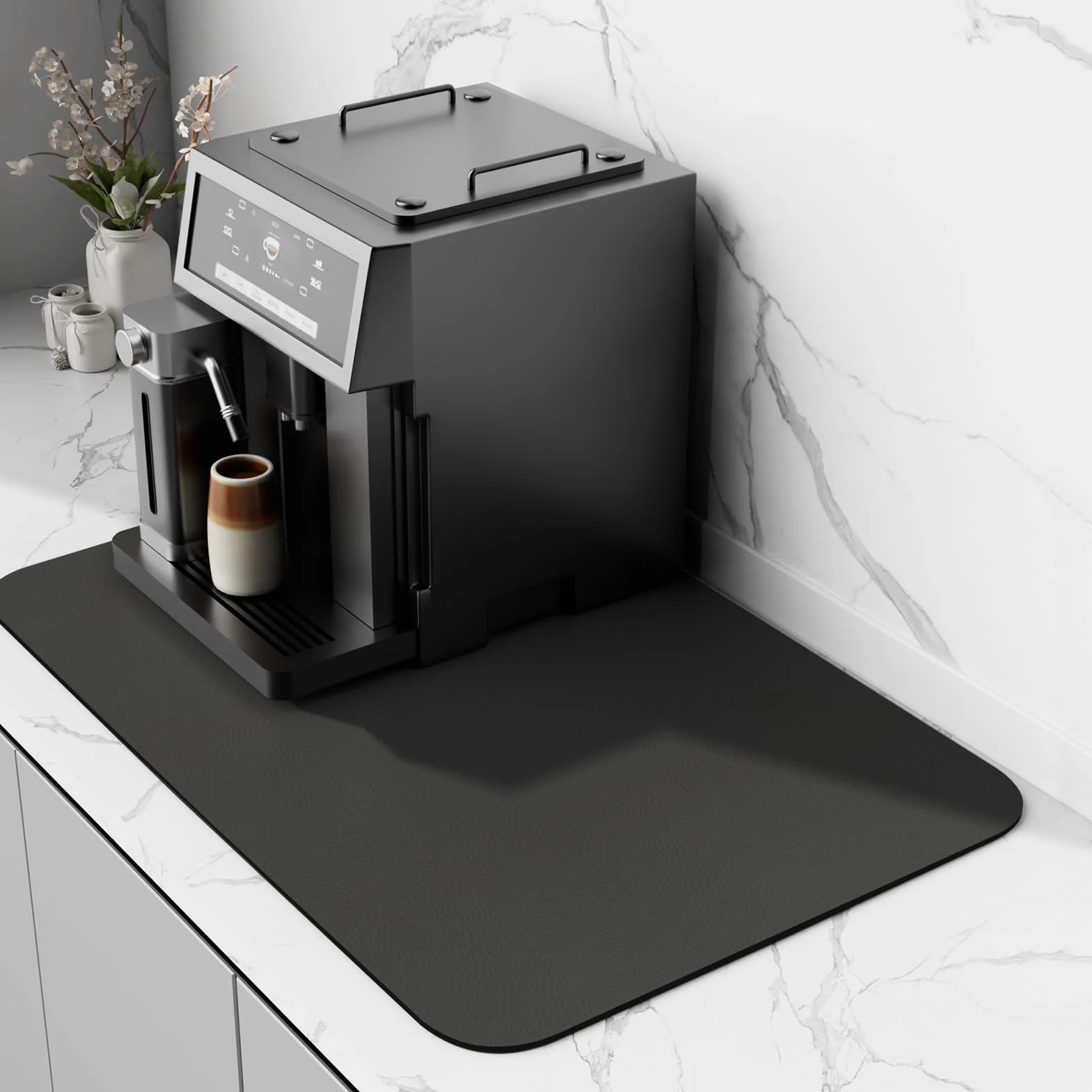 Tapis pour Machine à Café Dos en Caoutchouc Absorbant de Séchage pour Vaisselle