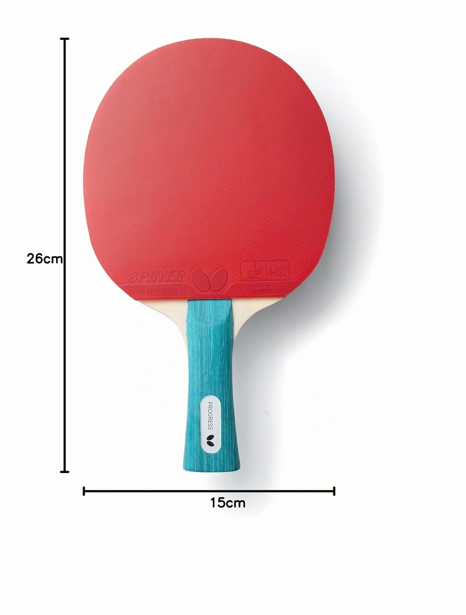 BUTTERFLY Raquette de ping-Pong Progress | Raquette de Tennis de Table Professionnelle | Revêtements ITTF Noir/Rouge