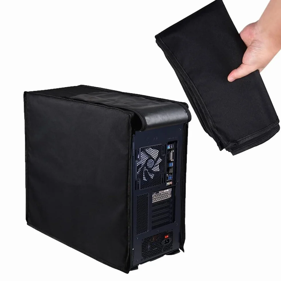 Housse d'ordinateur imperméable pour tour PC, housse anti-poussière en nylon Oxford 420D avec fermeture éclair (50 x 21 x 46 cm)