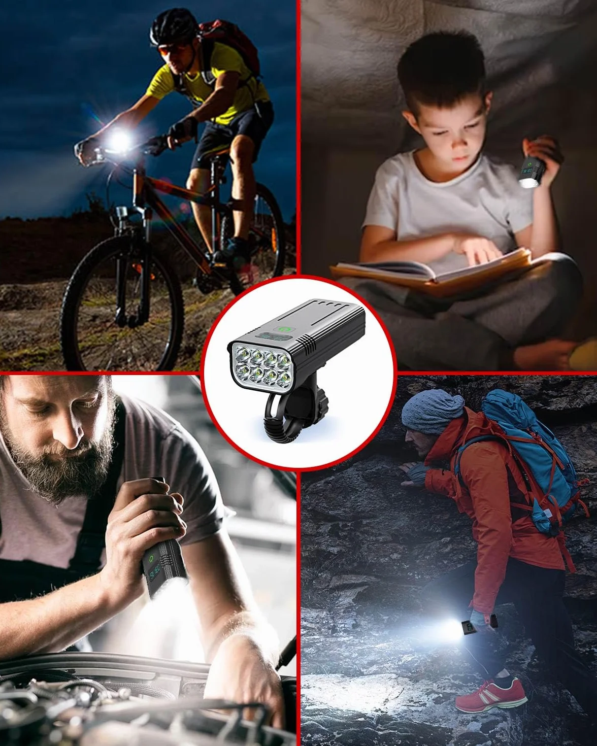 Victoper Lumiere Velo,Éclairage Vélo Avant Et Arriere,2025 Mise à Niveau 8000 Lumens 8 LED Lampe 5+5 Modes Velo LED Puissantes IPX 5 Étanches USB Rechargeables Convient à la Plupart des Bicyclette