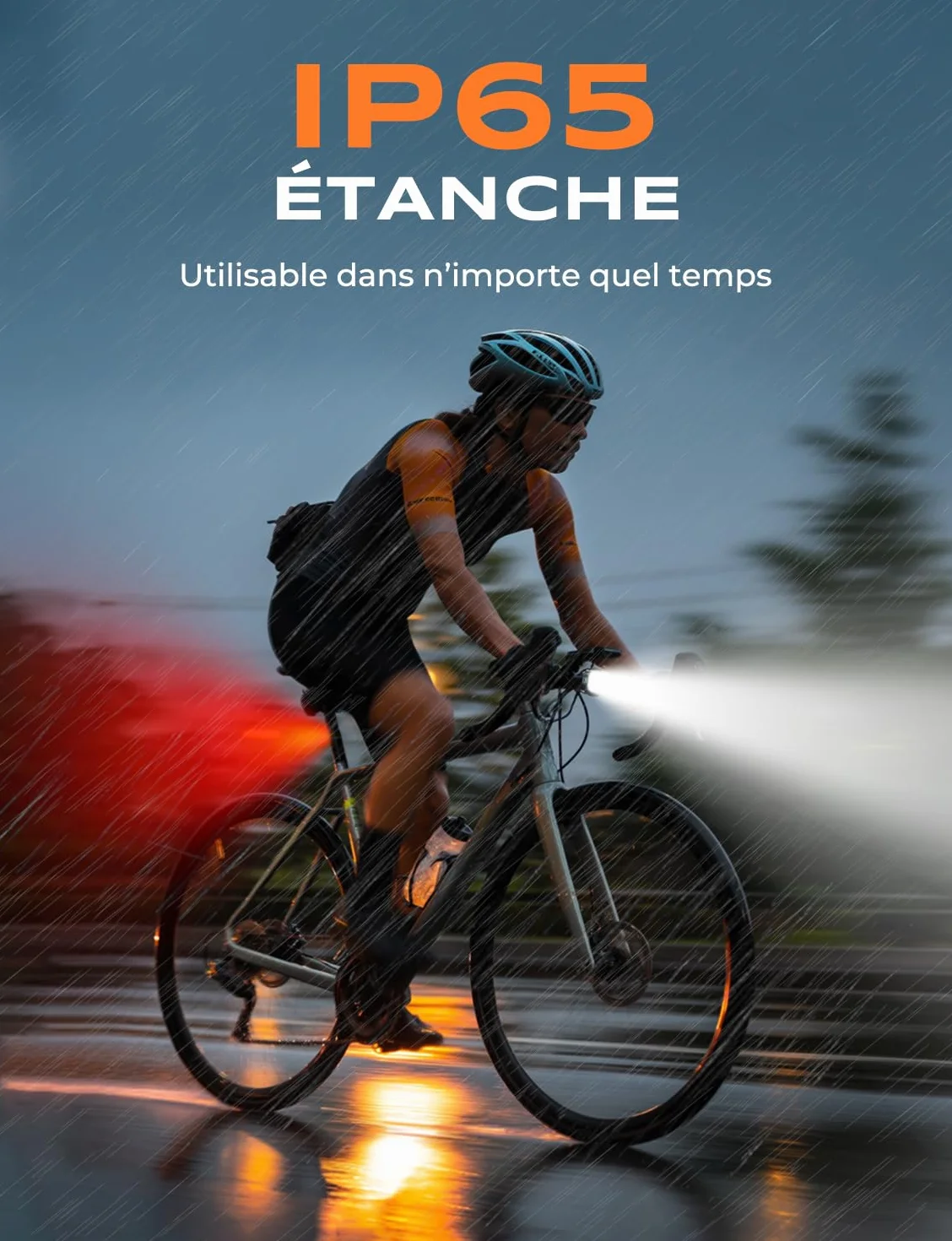 EOIWUY Lumiere Velo Avant et Arriere avec Réflecteurs Grand Angle, 8+6 Modes Éclairage Lampe Velo LED, Ultra-Léger, Étanche IP65, Lumière Velo Recharge Rapide Double USB-C pour Vélo de Route et VTT