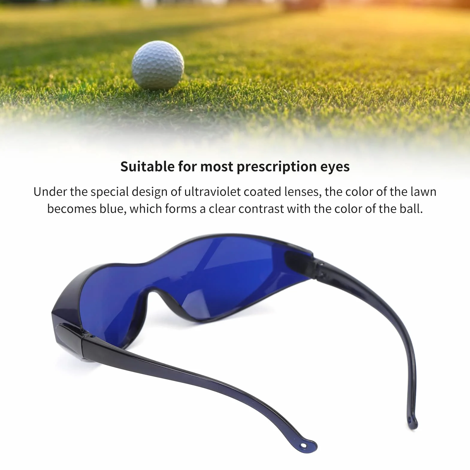 Lunettes De Localisation De Balle De Golf, Détecteur De Balle De Golf à Large Champ De Vision, Avec étui à Fermeture éclair, Lunettes à Lentilles Professionnelles Bleues