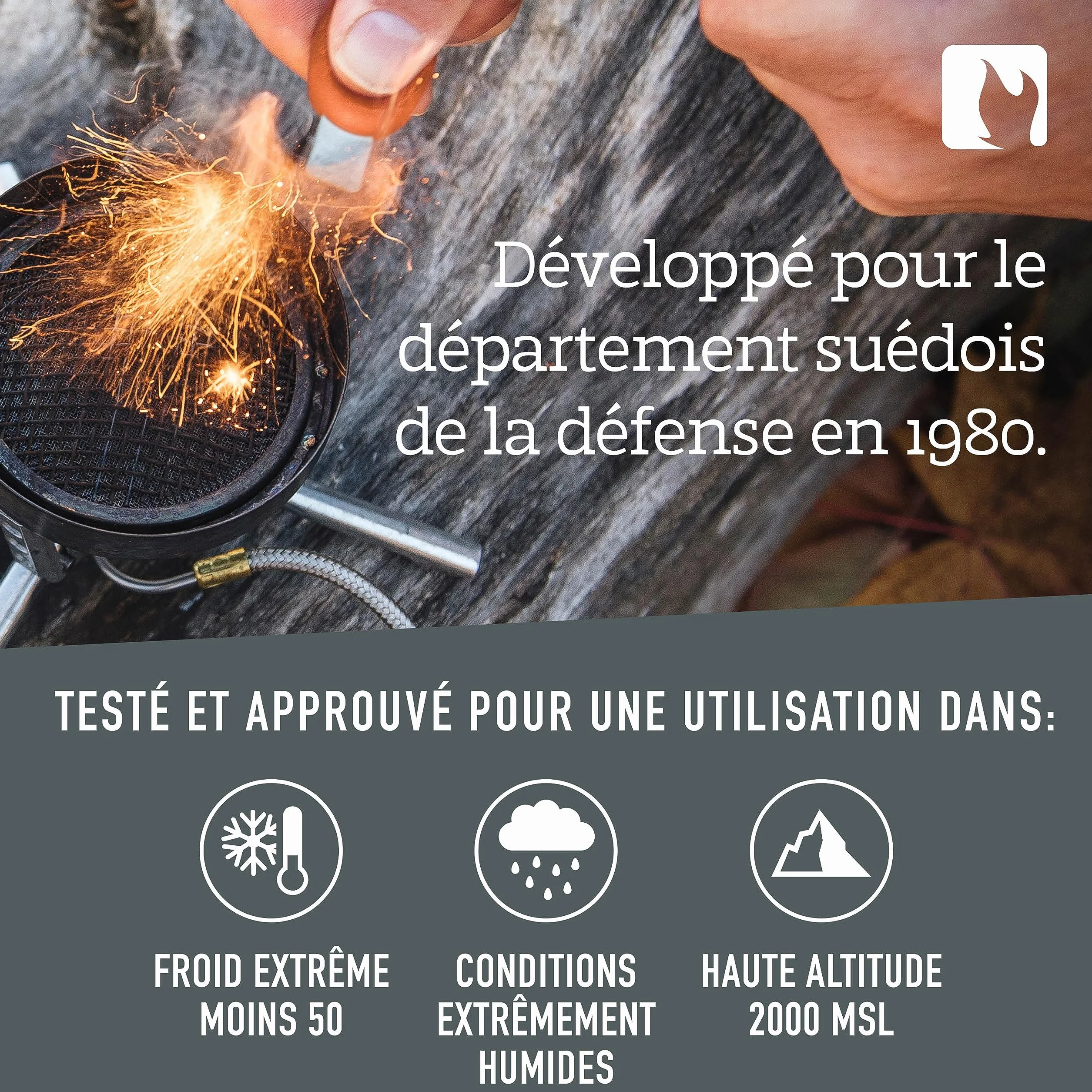 Light My Fire Allume Feu Survie - Pierre à Feu avec Tige de Ferrocérium - Fire Steel - Équipement de Bushcraft - Allume Feu au Magnésium 2-en-1 pour Feux de Camp 3000 Utilisations