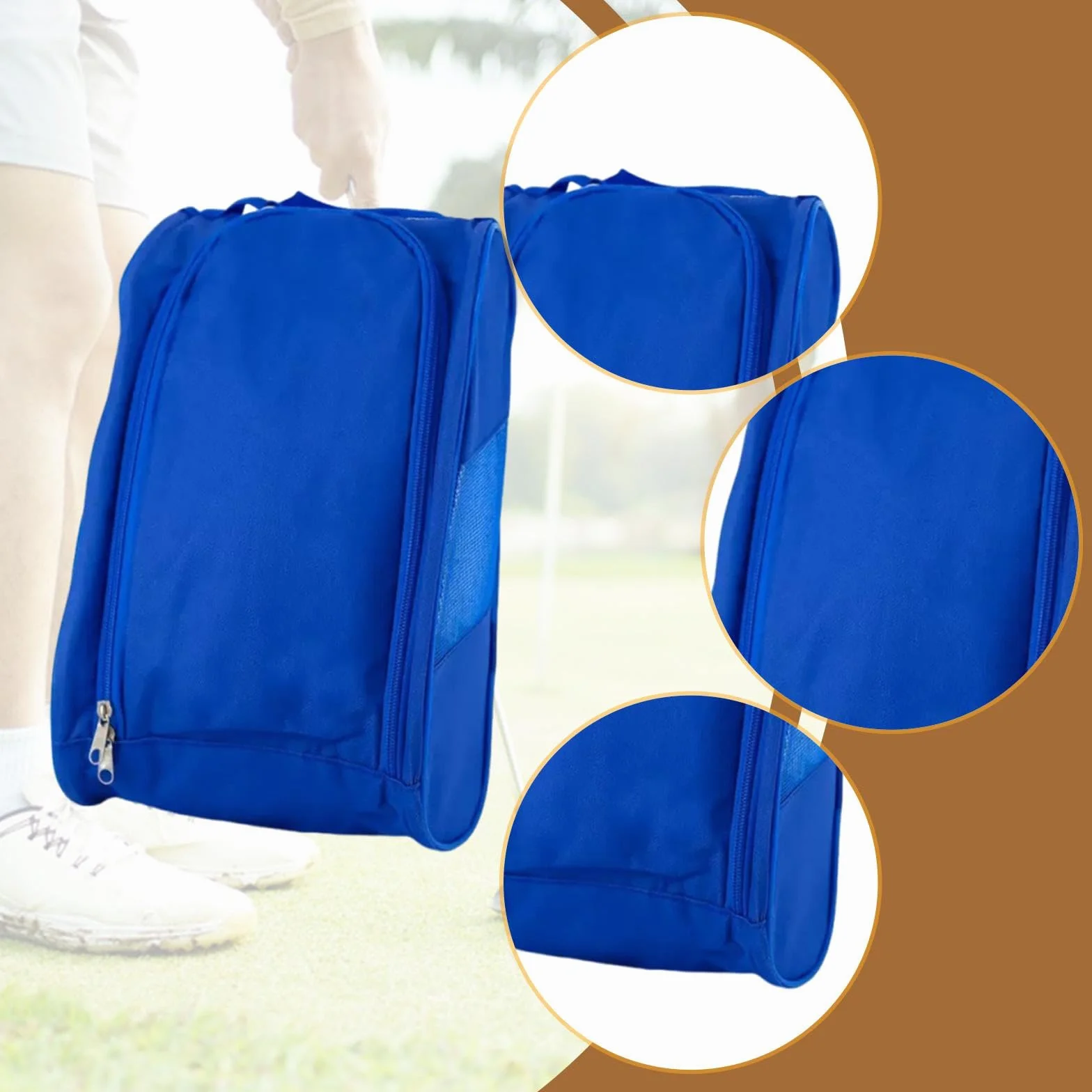 Sac de Transport pour Chaussures de Golf, Respirant et Portable avec Fermeture éclair, Bleu