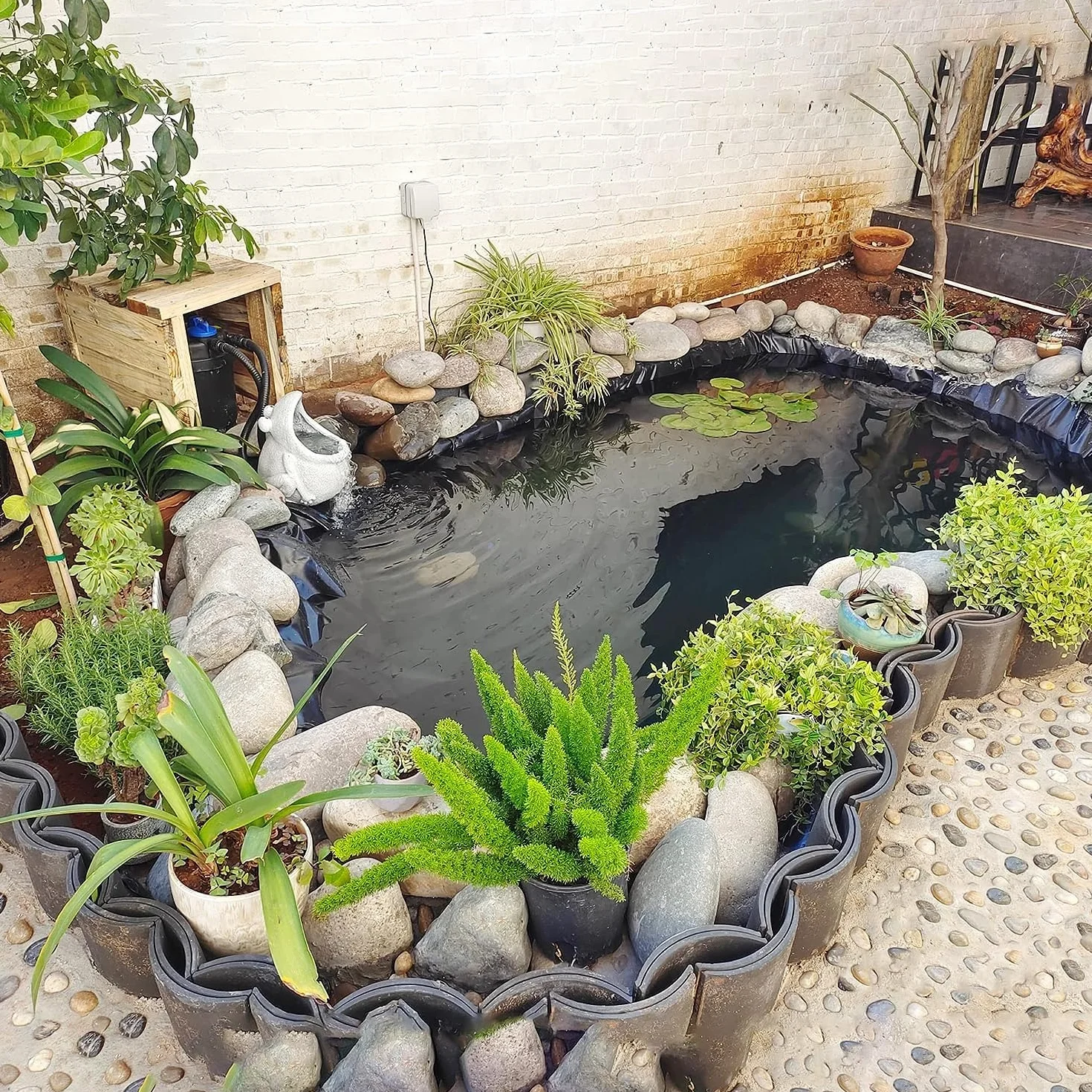 Bâche d'étang HDPE 5x7m 20S pour bassin jardin membrane étanchéité
