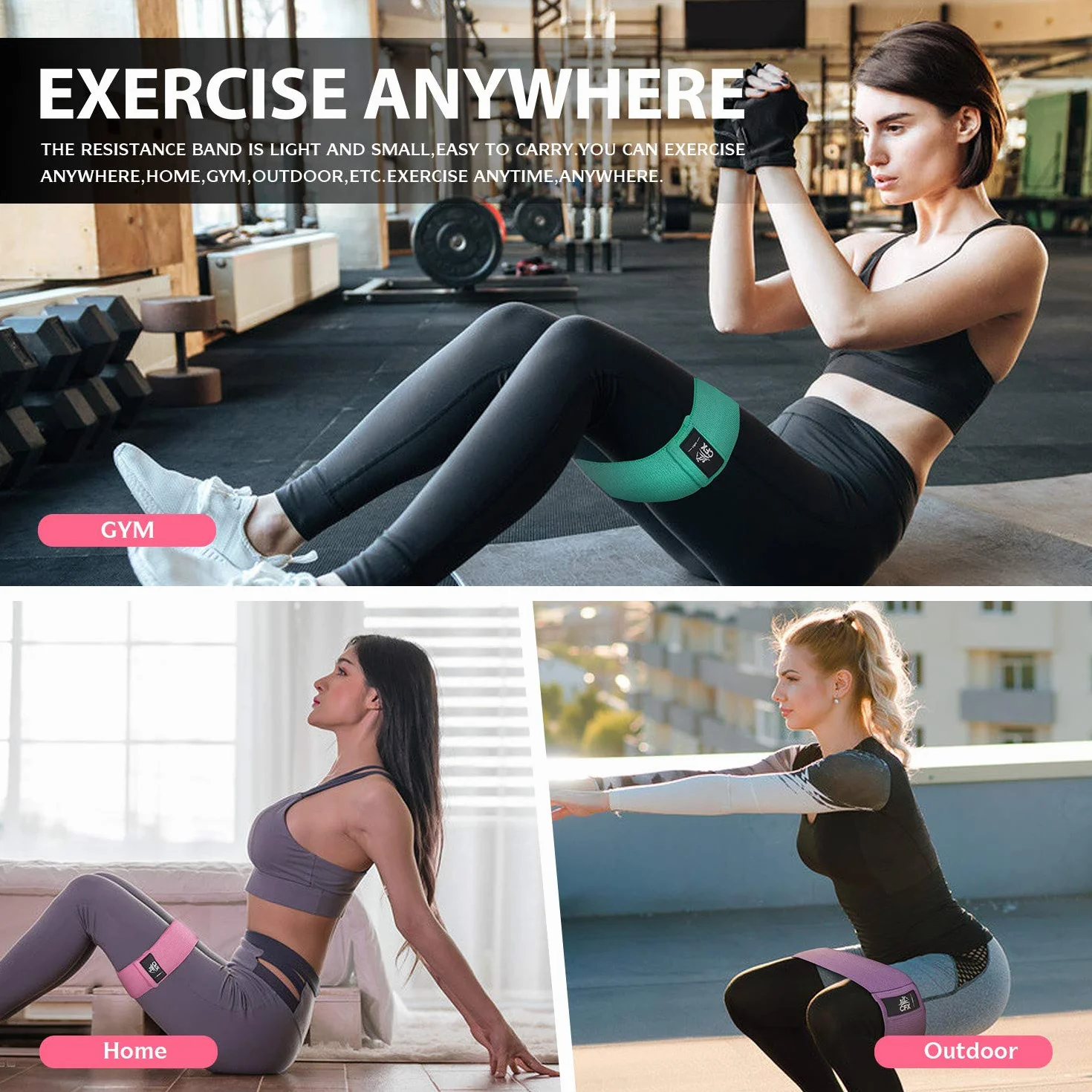CFX Elastique Musculation, [Lot de 3] Bande de Resistance 3 Niveaux de Force, Physique Musculation, Pilates Yoga, avec Sac de Rangement