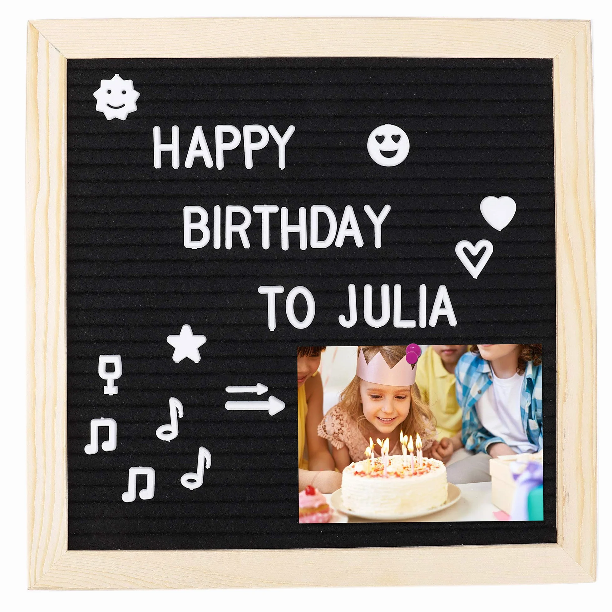 Tableau d'Lettre 25x25 cm Feutre Letter Board avec 460 Lettres et Caractères pour Décoration de Mariage, Noir