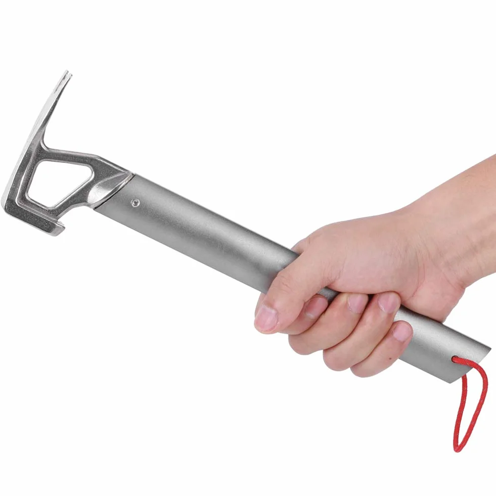 Keenso Piquet de tente et marteau de camping multifonction en acier inoxydable pour extérieur