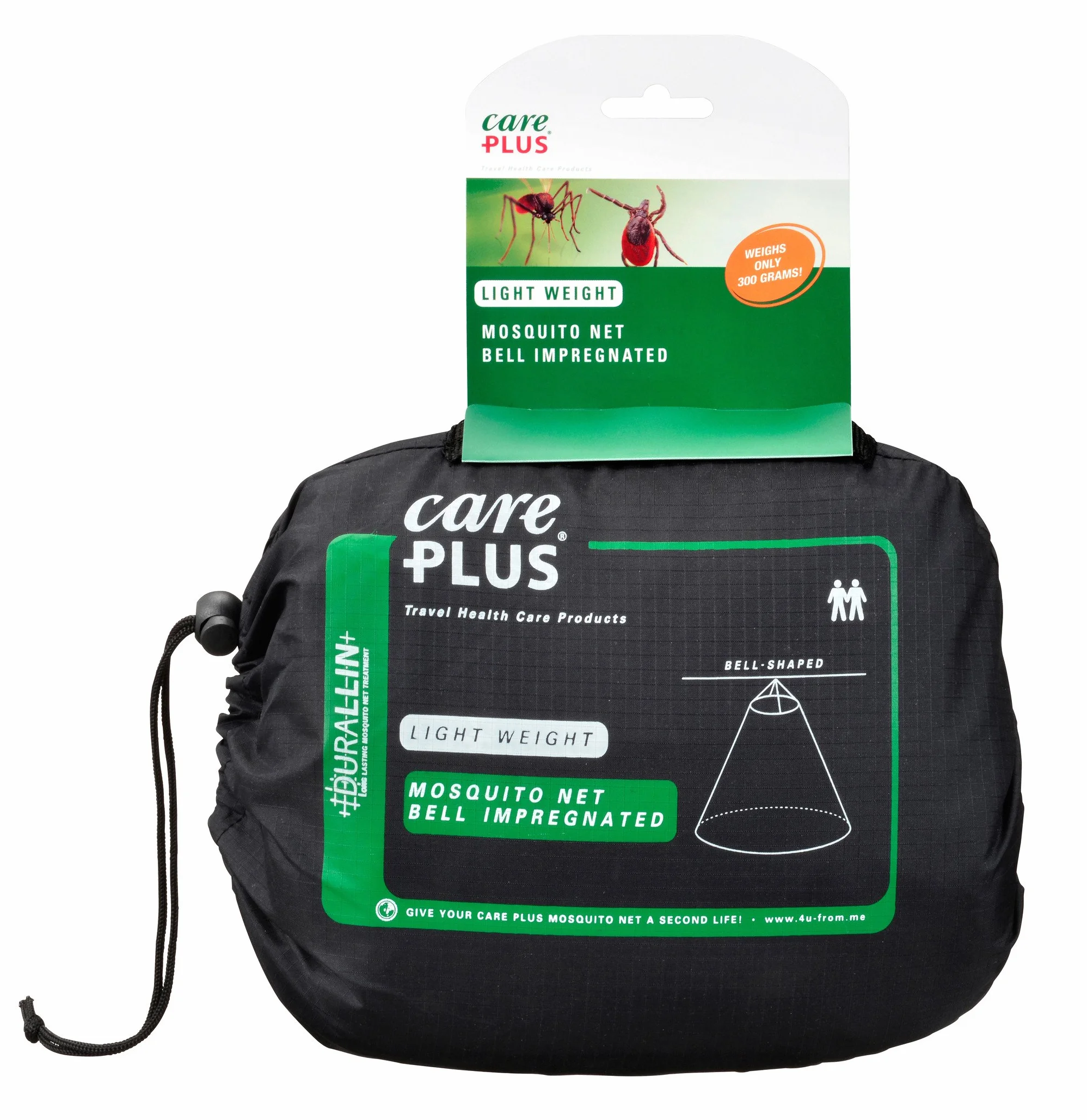 Care Plus Moustiquaire Imprégnée Ultralégère, 1 ou 2 Personnes, Voyage et Camping, Imprégnation Longue Durée, Bell, Blanche