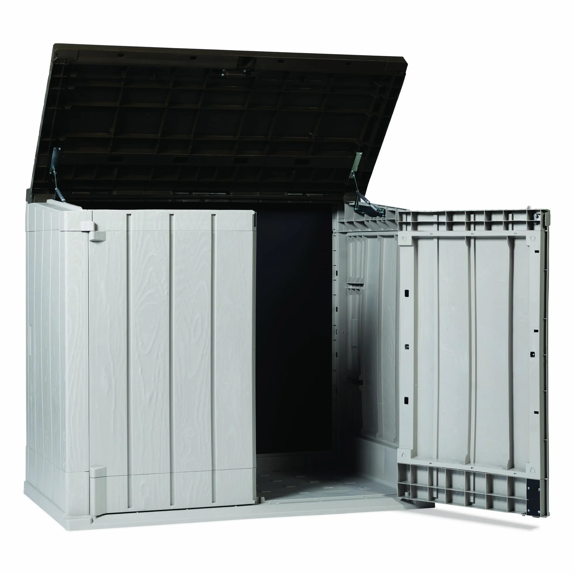 Toomax Stora Way Boîte à Outils extérieure polypropylène recyclé Effet Bois 1270 l Gris Taupe Marron