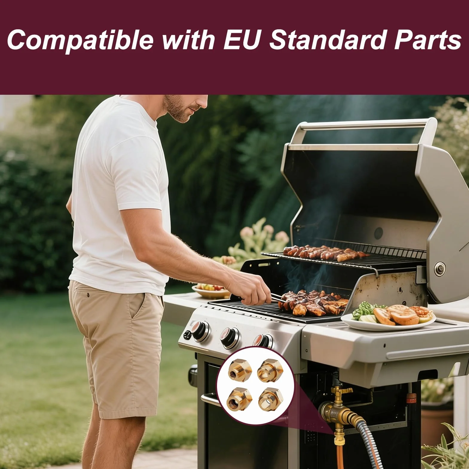Lot de 4 Adaptateur Bouteille Gaz Européen, Raccord Gaz Laiton Camping Caravane Barbecue