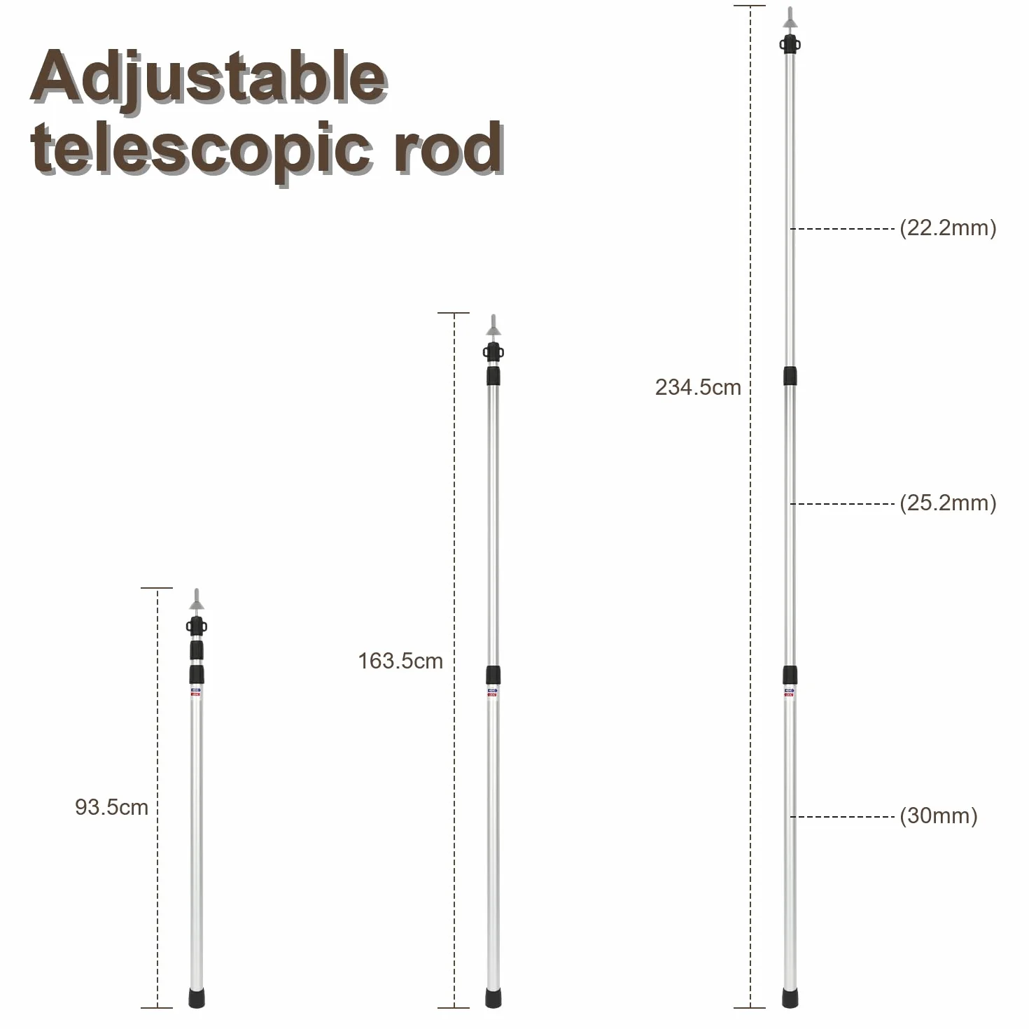 Sonnewelt Lot de Tente en Alliage d'aluminium, Hauteur réglable, avec mécanisme de Verrouillage tordu pour Tente, bâche, Voile d'ombrage ou bâche