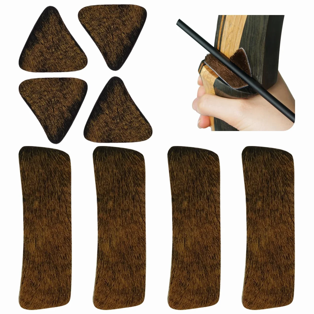 longbowmaker Bâton de repose-flèche de tir à l'arc Repose-cheveux traditionnel Bâton de fourrure sur arc Riser Bâton à dos adhésif sur coussin de fourrure d'arc long pour tir de chasse à l'arc classique
